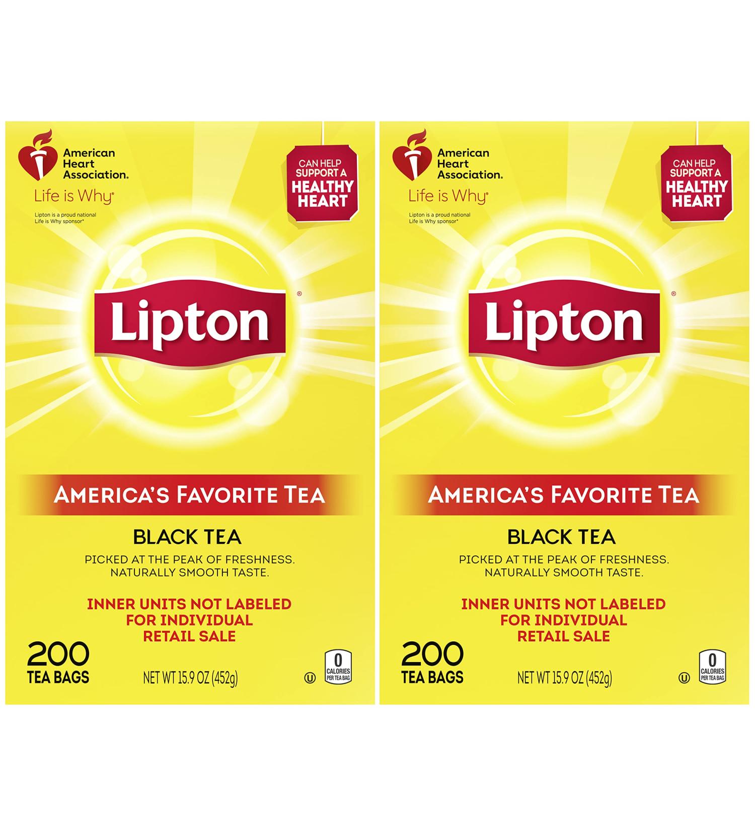 Lipton Black Tea Bags 2x200 Count (31.9 oz) - Supports a Healthy Heart - Hot or Iced Tea - Buy Online on GoSupps.com