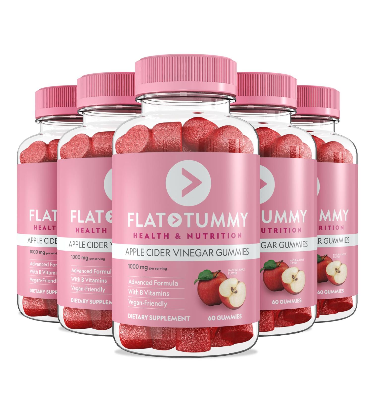 Flat Tummy Apple Cider Vinegar Gummies 60 Count (5 Pack) ACV Gummies Detox Support Gut Health Vegan-Friendly Non-GMO - Beet and Pomegranate Superfood Powders Vitamins B6 B9 & B12 60 Count (Pack of 5) - Buy Online on GoSupps.com