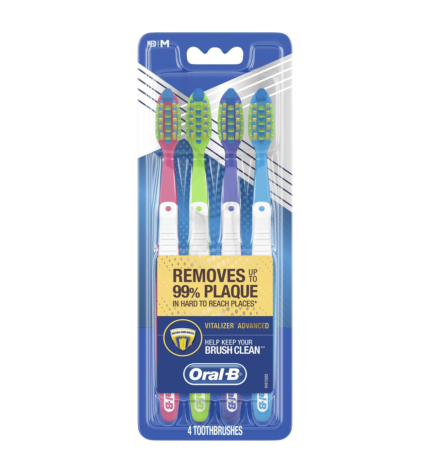 Oral-B Pro Health Vitalizer Advanced Toothbrushes - Medium 4 Count - Pack of 1 - Buy Online on GoSupps.com