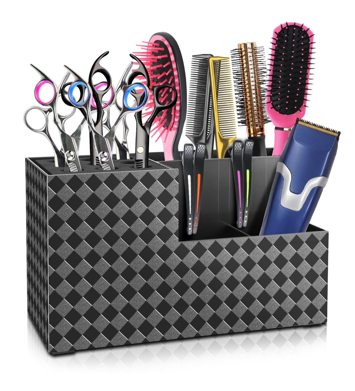 NICEMOVIC Barber Scissors Holder Box Barber Accessories Barber Supplies Professional Salon Hairdressing Scissors Rack Holder Storage Organizer for Hairstyling Combs Clips Brushes - Buy Online on GoSupps.com