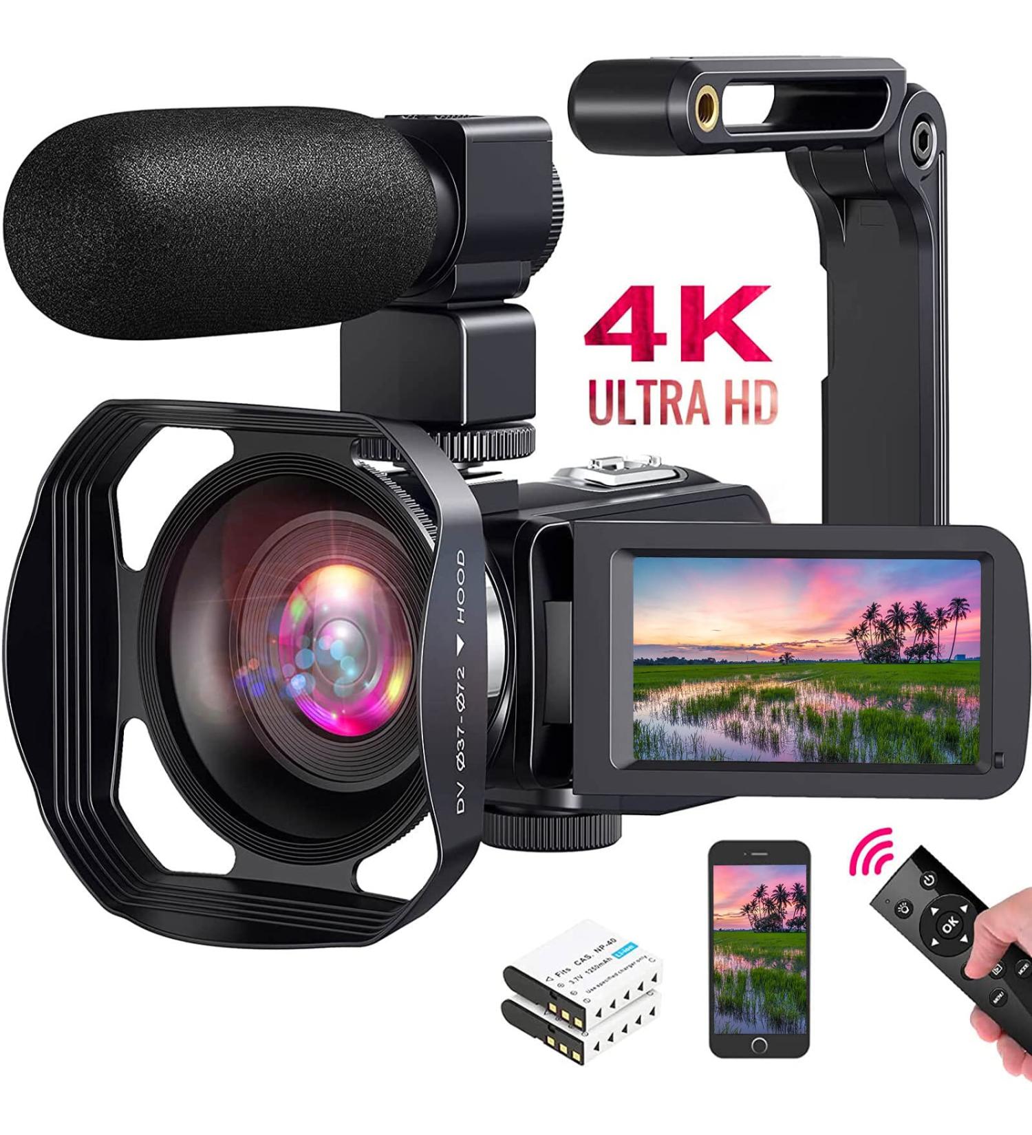 4K Video Camera Camcorder 48MP 60FPS WIFI Digital 18X Zoom IR Night Vision Vlogging Camera with Microphone & Stabilizer - Remote Control - Buy Online on GoSupps.com