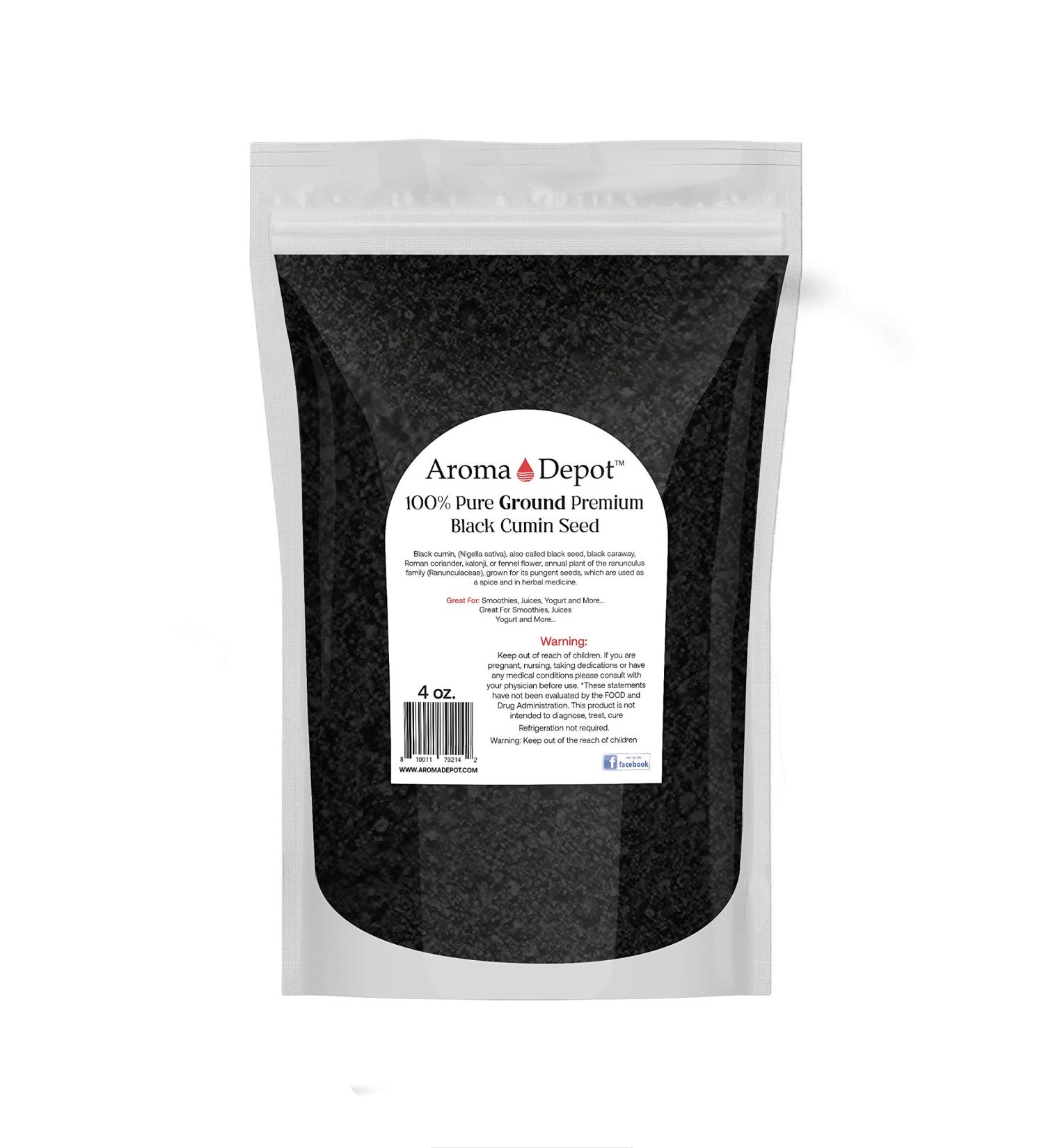 Aroma Depot 4 oz Ground Black Seed Powder (Nigella Sativa) - Non-GMO, Gluten-Free Spice with Antioxidant Benefits - Buy Online on GoSupps.com