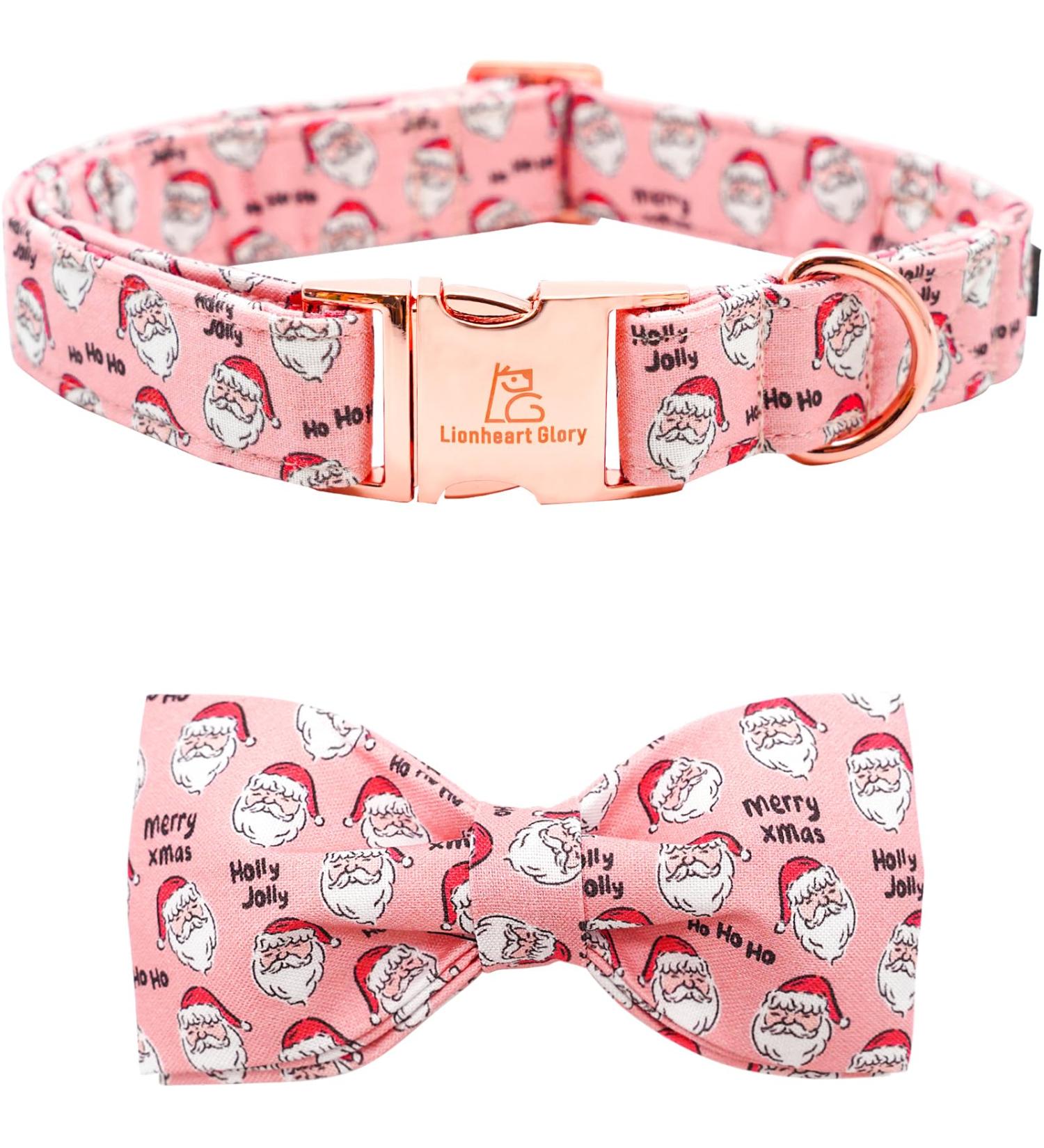 Shop Lionheart Glory Pink Adjustable Dog Collar - X-Large Christmas Design for Large Dogs | Perfect Gift for Girls! - Buy Online on GoSupps.com
