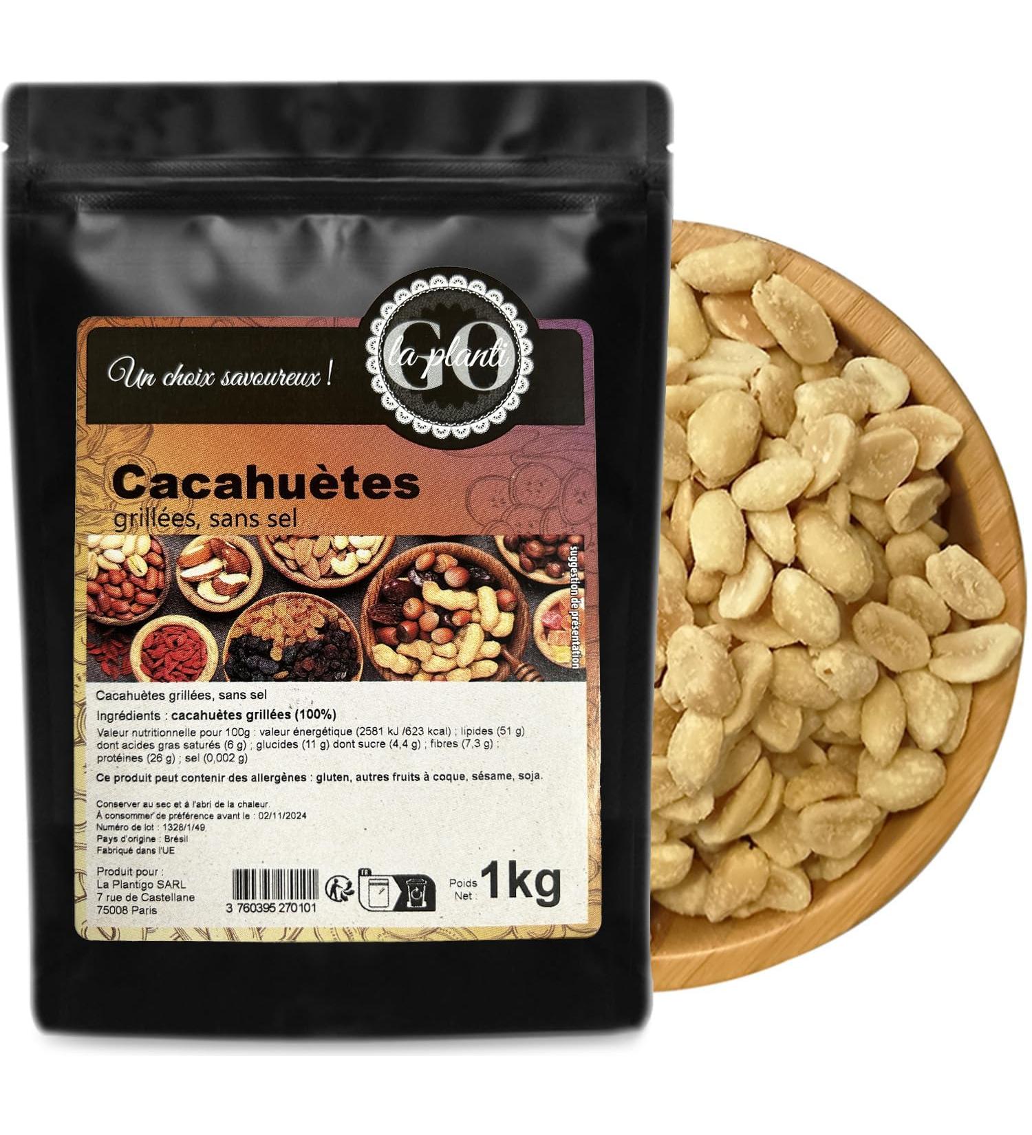 Roasted peanuts (without salt) 1 kg - LA PLANTIGO - Buy Online on GoSupps.com