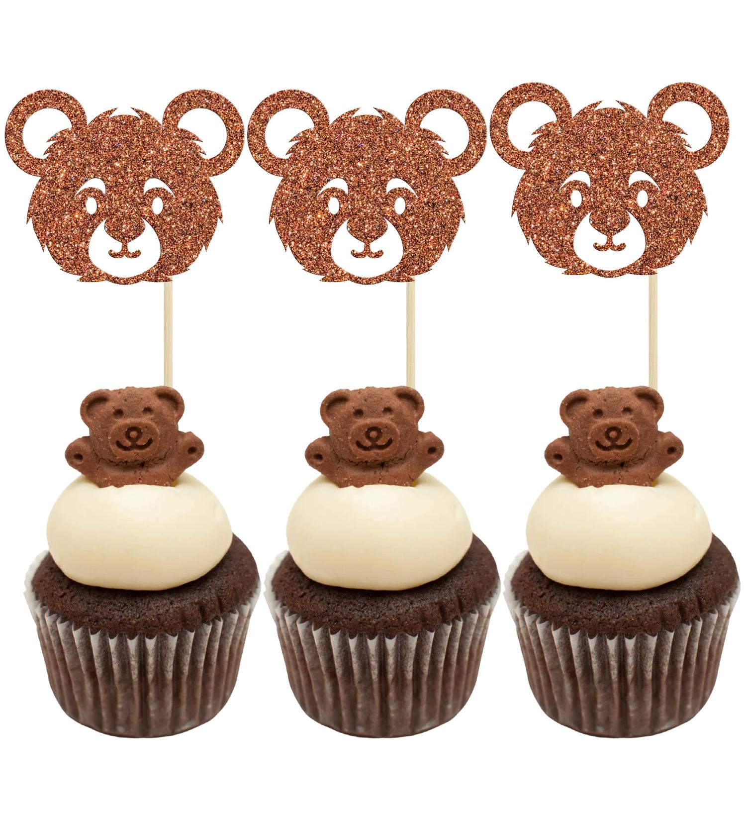 Ephlyn 24Pcs Baby Shower Cupcake Toppers Glitter Baby Shower Cupcake Picks Baby Shower Cake Decorations Gender Reveal Baby Shower Theme Baby Shower Kids Birthday Party Cake Decorations Supplies Brown Style 2 Brown - Buy Online on GoSupps.com