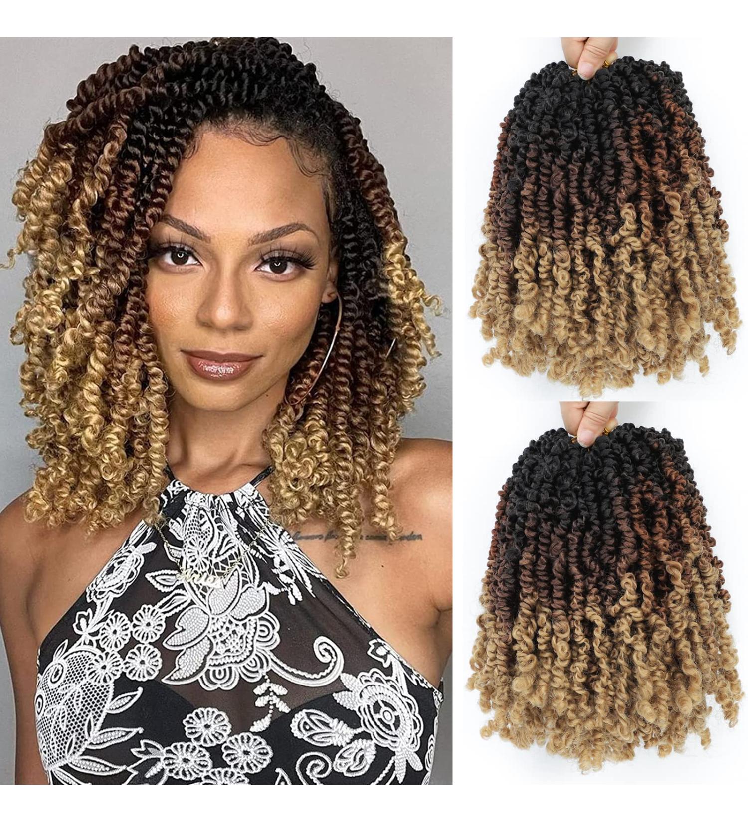8 Packs Pre-twisted Passion Twist Crochet Hair 8 Inch | Pre-looped Braiding Hair for Black Women | Synthetic Hair Extensions in 1B/30/27 - Buy Online on GoSupps.com