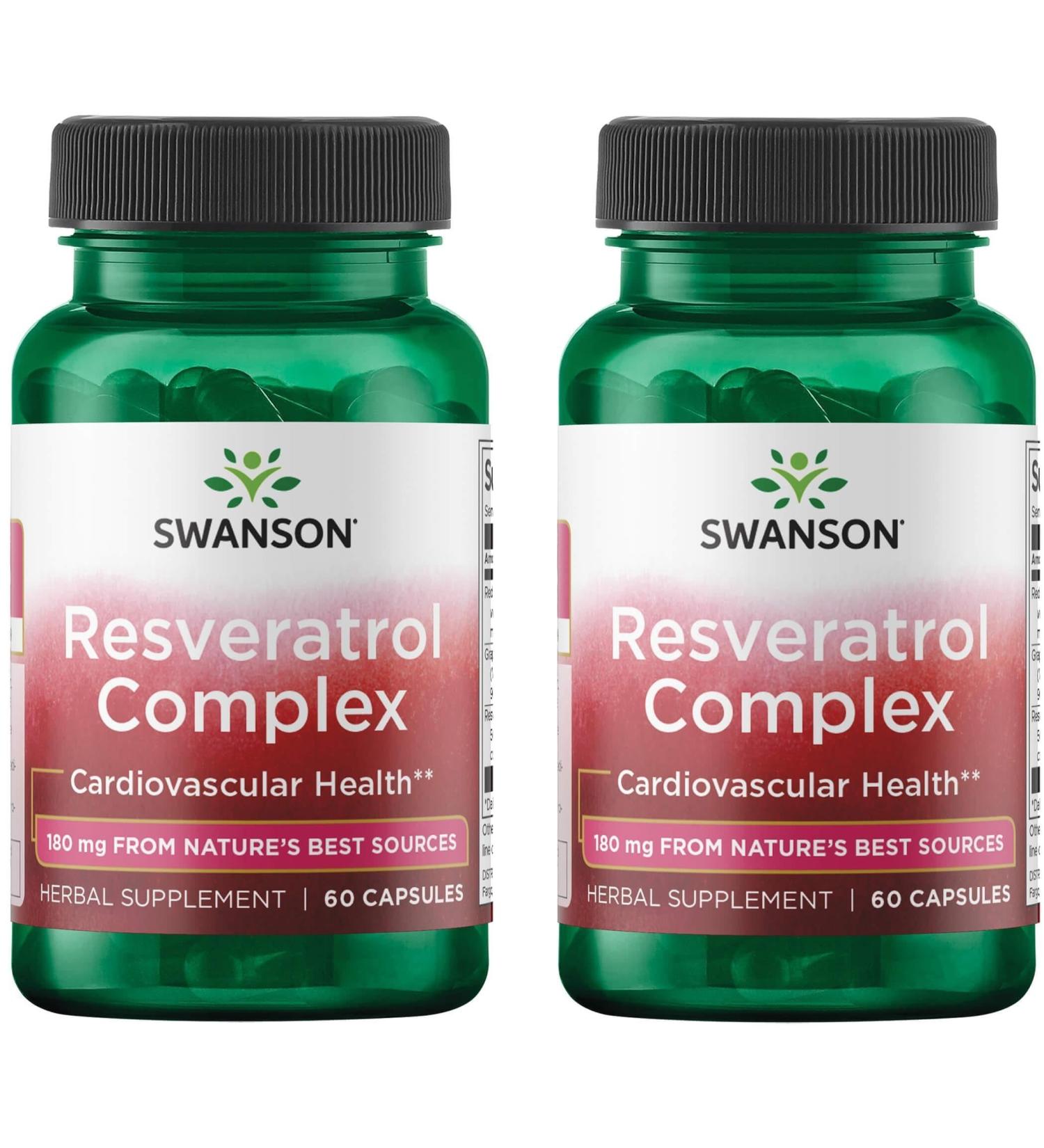 Swanson Resveratrol Complex - Herbal Supplement Promoting Cardiovascular Health & Protection - Natural Formula Promoting Natural Health & Wellness - (60 Capsules) (2 Pack)