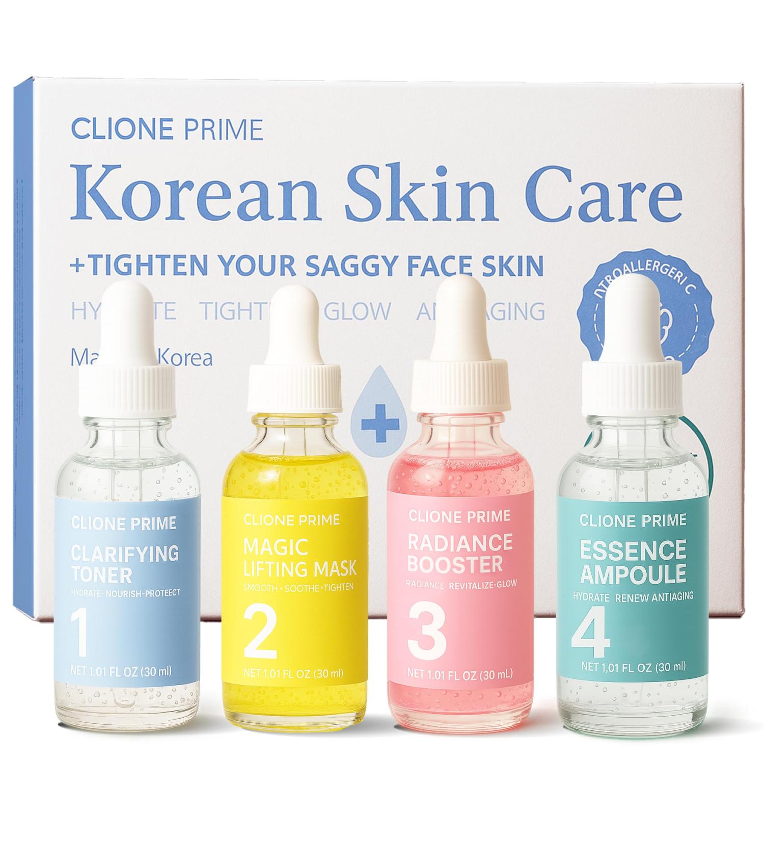 Korean Skin Care Set For Women - Gift For Women Korean Anti Aging Skin Care Products Lifting Firmness & Hydration Essence Mask Booster & Ampoule Set for Radiant Smooth Looking Skin - Buy Online on GoSupps.com