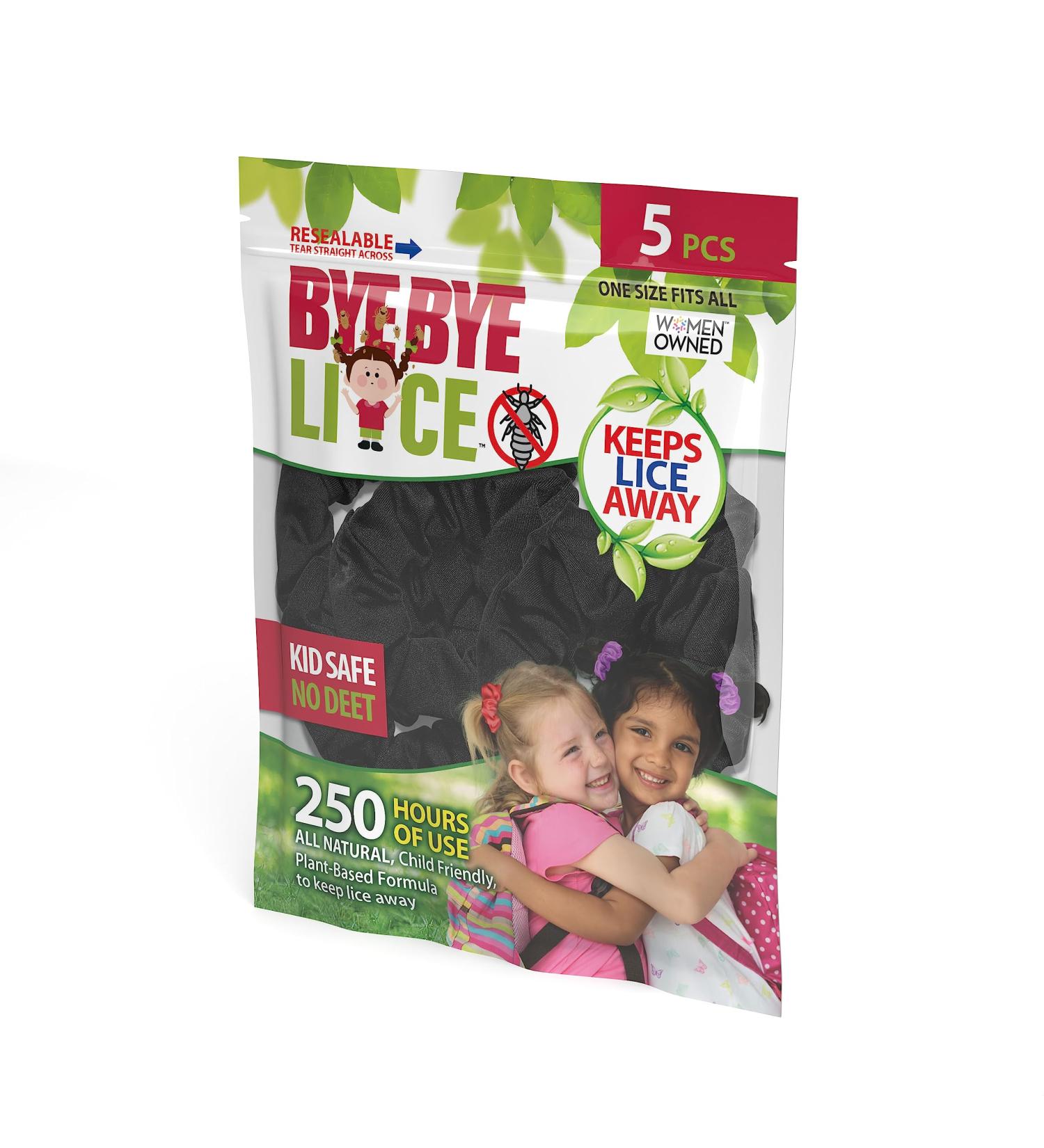 Bye Bye Mosquito Lice Hair Tie Scrunchie 5 pack Adults & Kids - Unisex Lice Protection Black - Buy Online on GoSupps.com