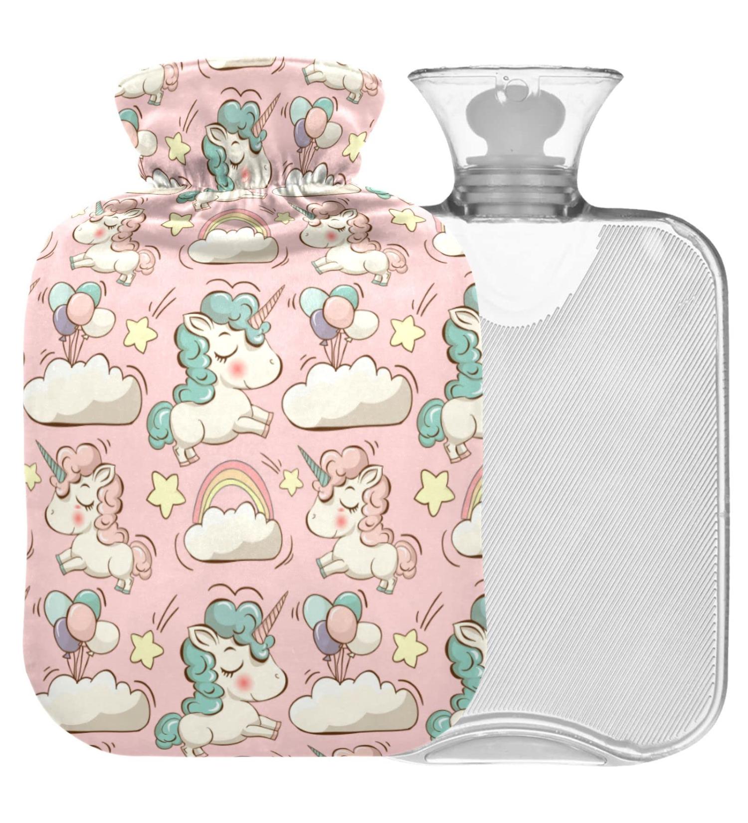 Naanle Rainbow Unicorn Hot Water Bottle - 1L Transparent Heating Pad for Hand Warmers Pain Relief & Cold Therapy - Buy Online on GoSupps.com