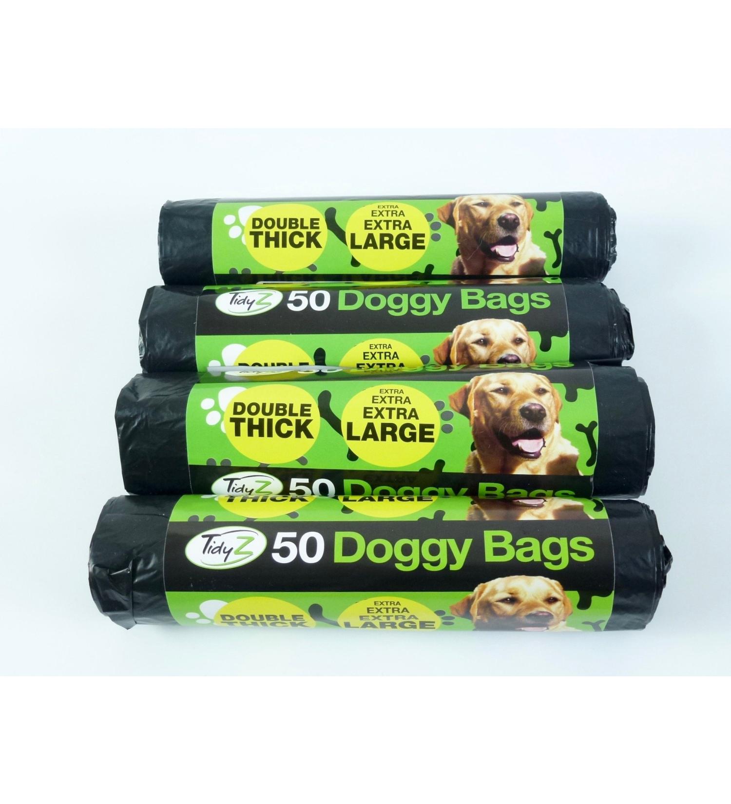 Tidyz 200 x Extra Large Super Strong Doggy bags (4 x 50) Black 50 count (Pack of 4)