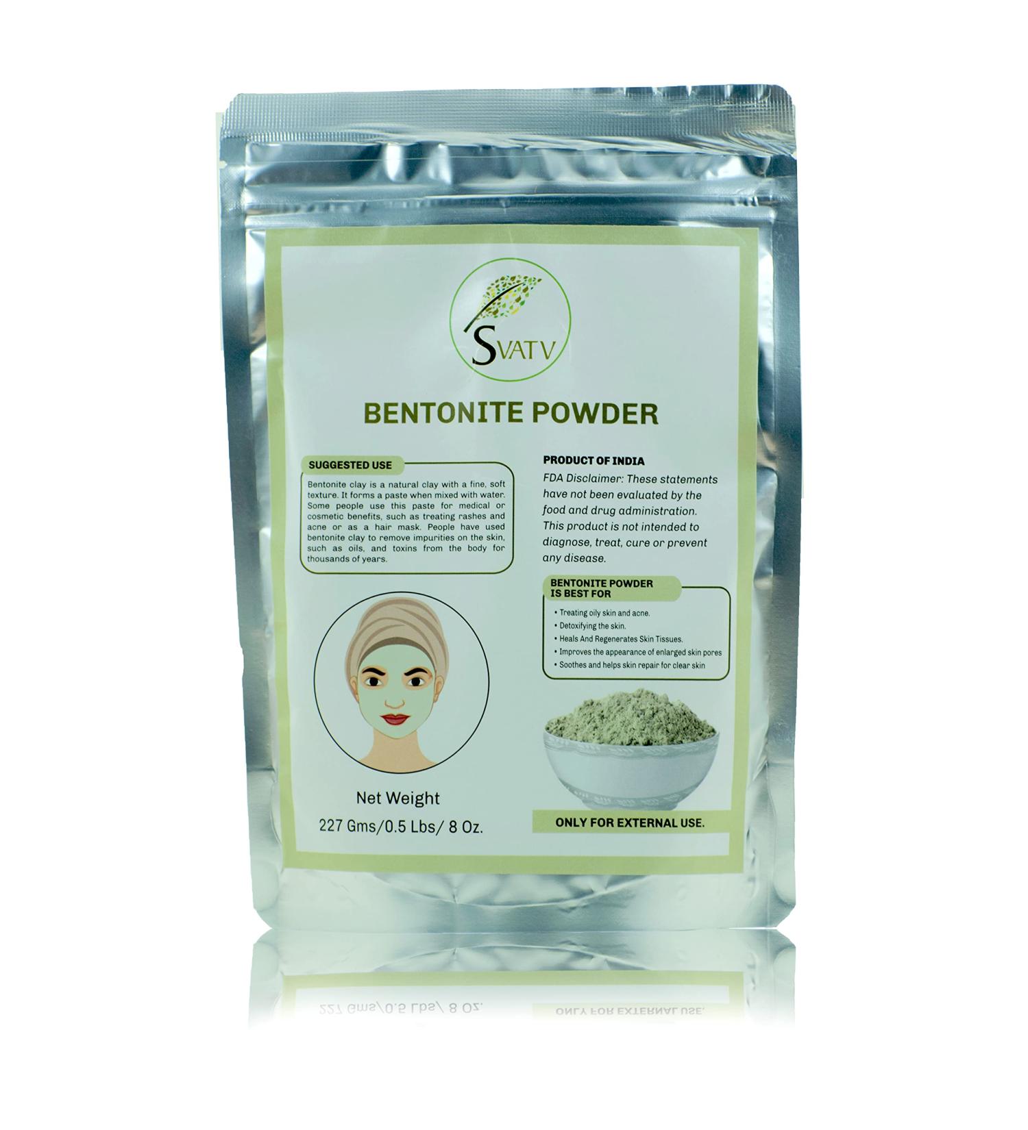 SVATV Bentonite Clay Powder Natural Face Packs and Face Mask Formulations Nourishes Exfoliants Soft & Glowing Skin and Detoxifies Face Mask Skin Care - 227g - Buy Online on GoSupps.com