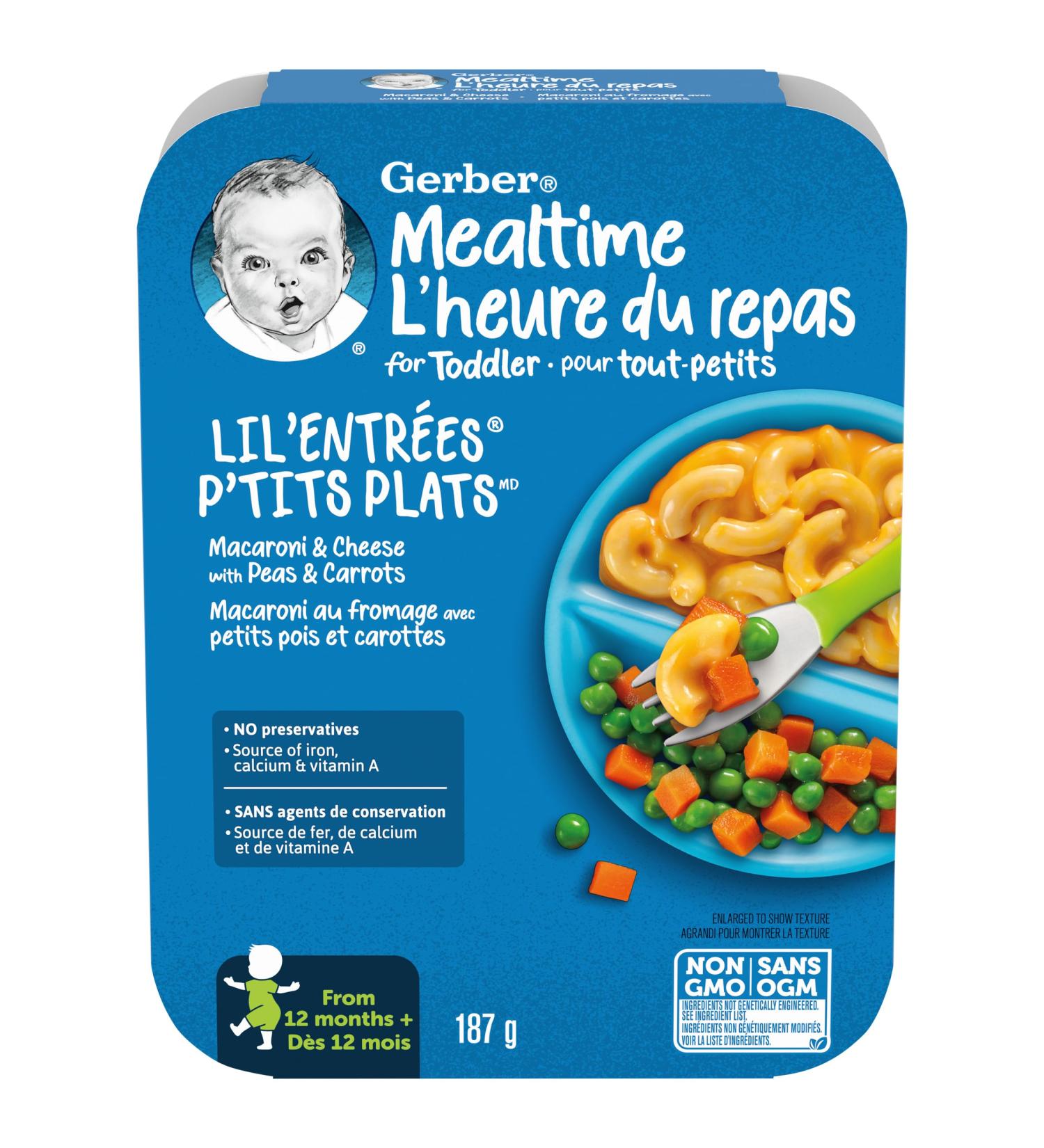 GERBER LIL'ENTR ES Macaroni & Cheese with Peas & Carrots 187 g - Buy Online on GoSupps.com