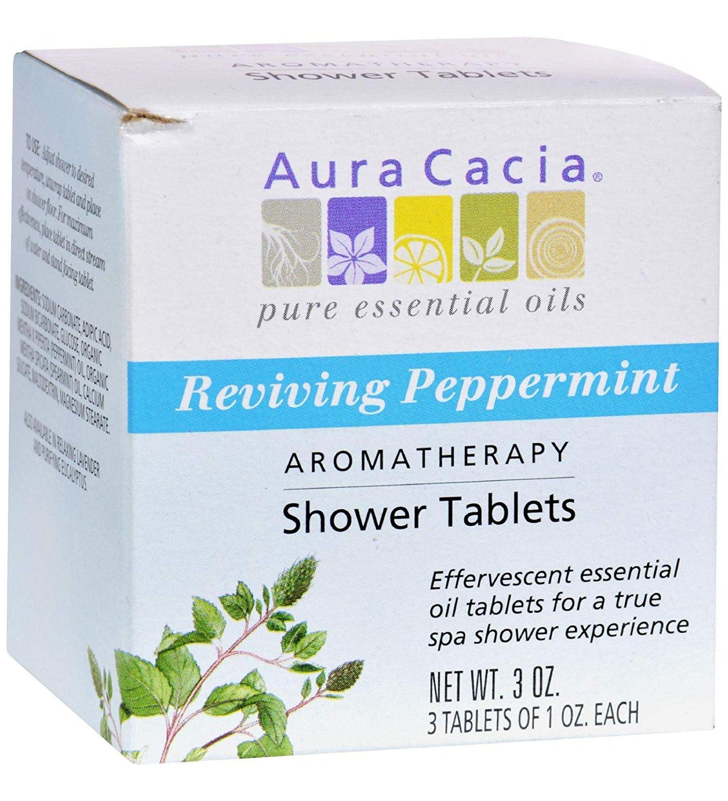 Aura Cacia - Reviving Aromatherapy Shower Tablets Peppermint - 3 Tablets