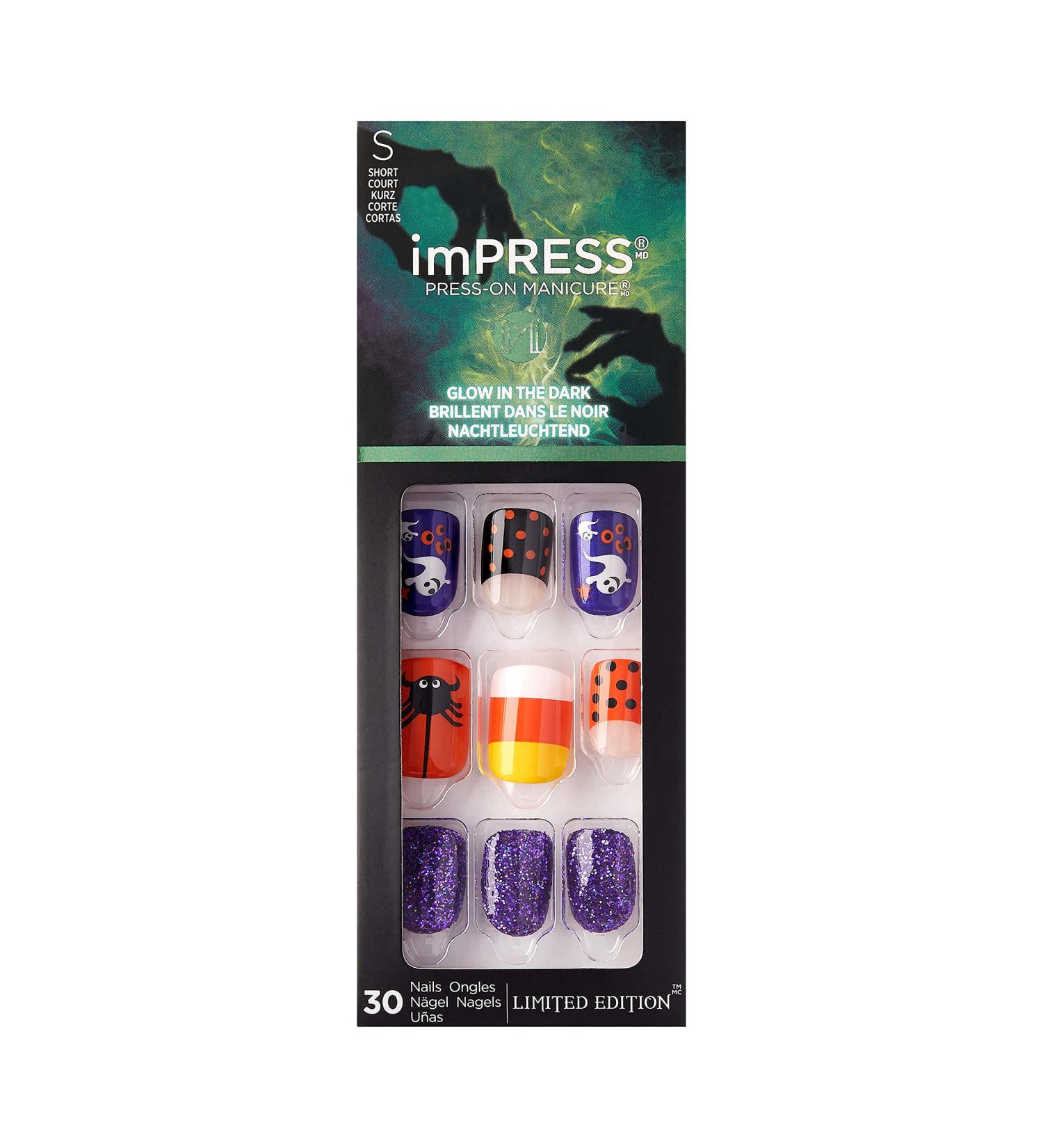 Kiss imPRESS Halloween Press-On Manicure - Short Square Fake Nails 30 Pack - Perfect for Spooky Season - Buy Online on GoSupps.com