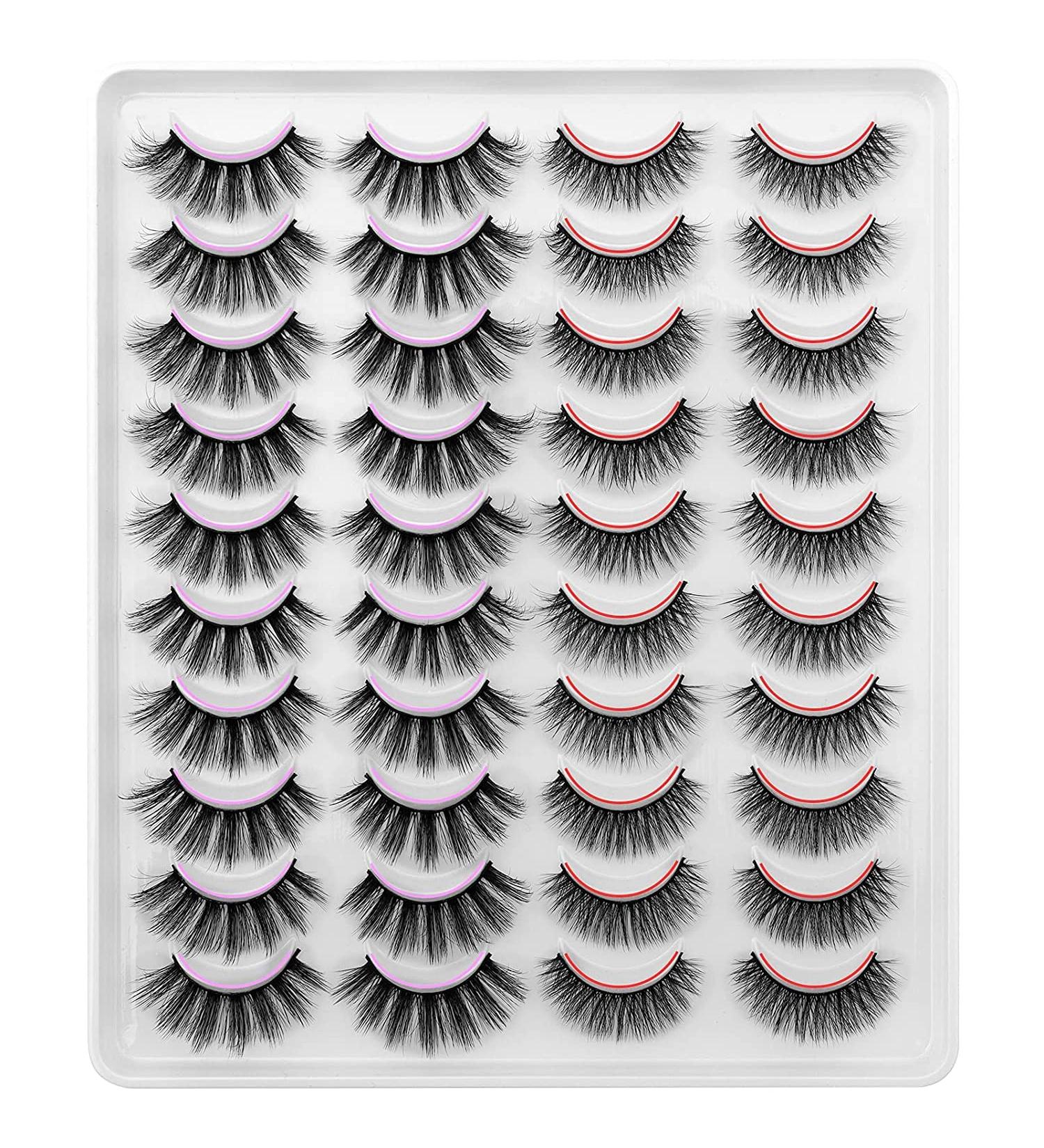 Dysilk 20 Pairs Cat Eye 6D Fake Eyelashes | Self-Adhesive Fluffy Mink Lashes - Reusable False Eyelash Sets | 2 Styles 2021 - Shop Internationally - Buy Online on GoSupps.com