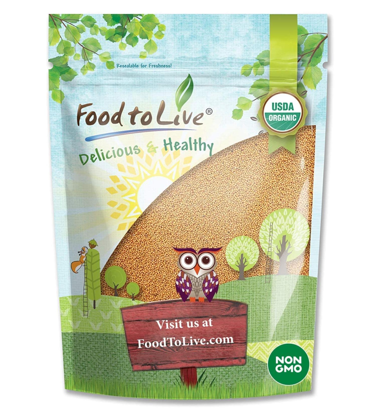 Organic Yellow Mustard Seeds 1lb - Non-GMO, Whole Dried Spice for Pickling, Dips, and Marinades - High in Selenium & Fiber - Vegan & Kosher - Spicy Pungent Flavor - Buy Online on GoSupps.com