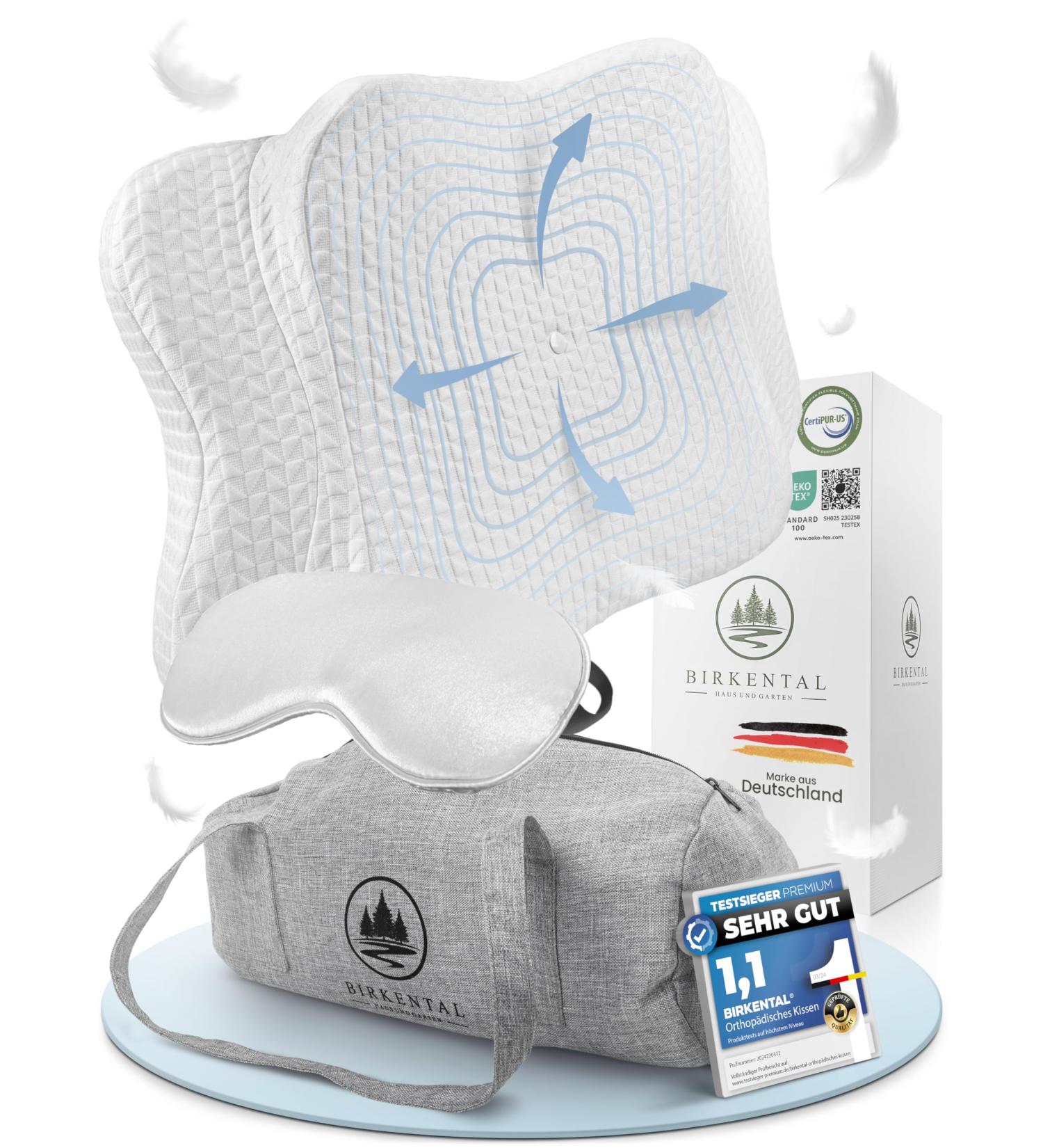 Birkental Orthopedic Pillow Set - Adjustable Memory Foam Neck Support & Ergonomic Sleeping Pillow for Side & Stomach Sleepers - Buy Online on GoSupps.com