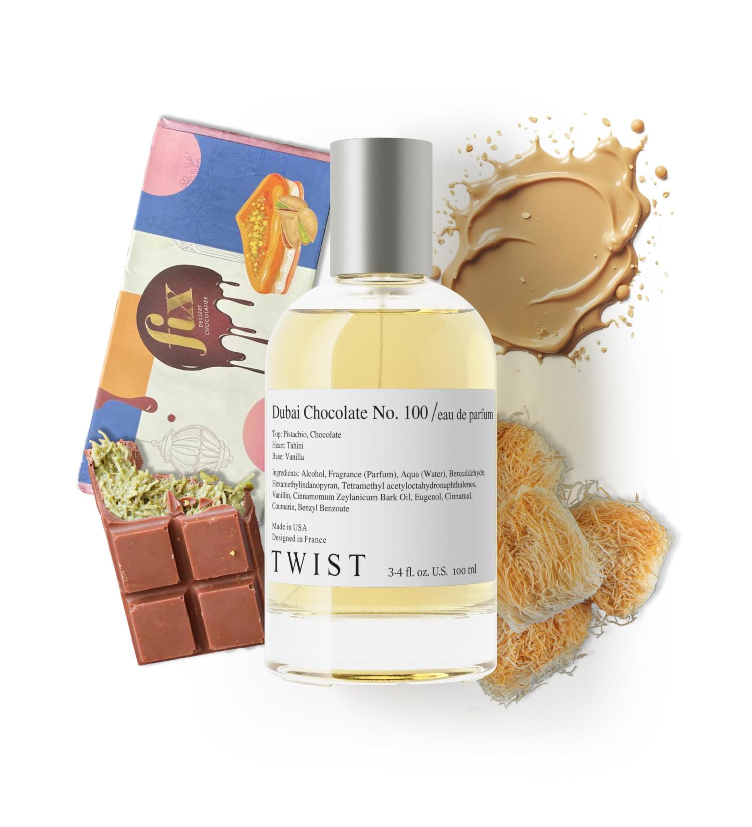 Twist Dubai Chocolate No. 100 - Eau De Parfum Inspired by Fix Dubai Chocolate Long-Lasting Perfume For Women Paraben Free Vegan Clean Ingredients Fragrance - Spray 100 ml | 3.4 fl. oz. Dubai Choco. No.100 - Inspired by Fix Chocolate 3.4 Fl Oz (Pack of 1) - Buy Online on GoSupps.com