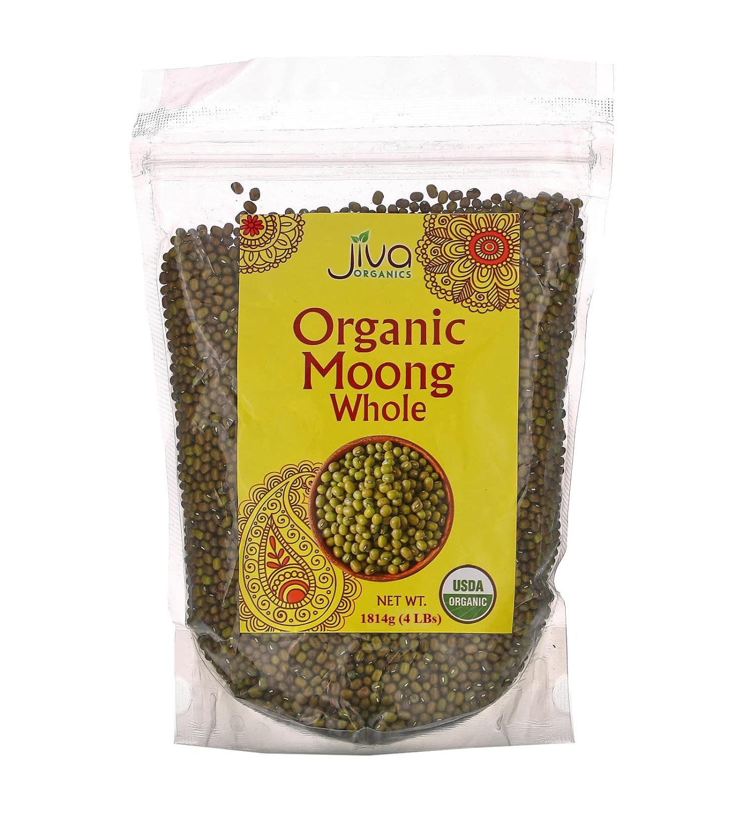 Jiva Organics 4 LB Large Bag Organic Mung Beans - Green Moong Beans - Buy Online on GoSupps.com