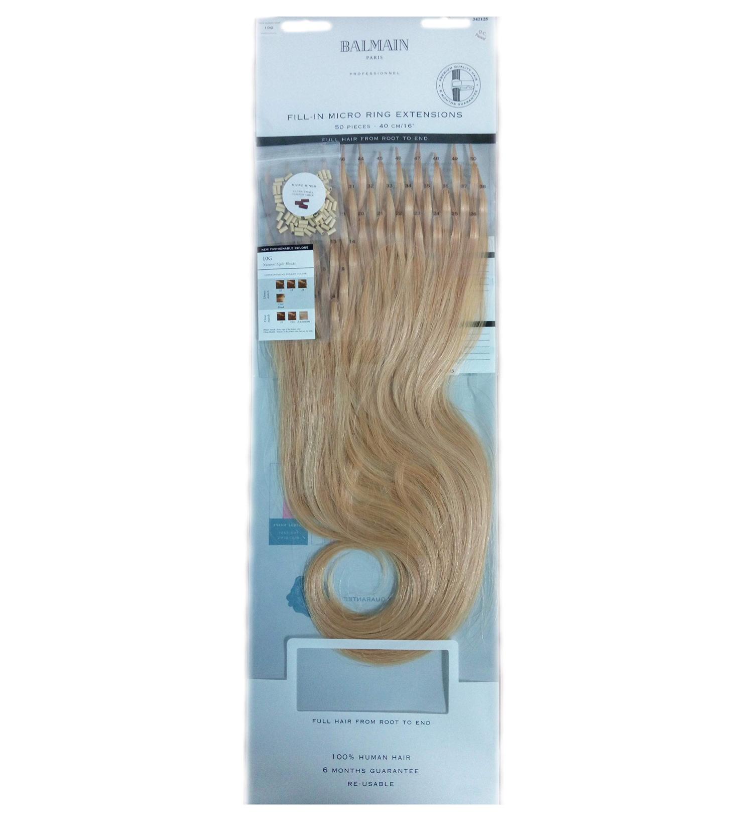 Balmain Micro Ring Extensions Human Hair 50 pieces 40 cm length color Natural Light Blonde #10g