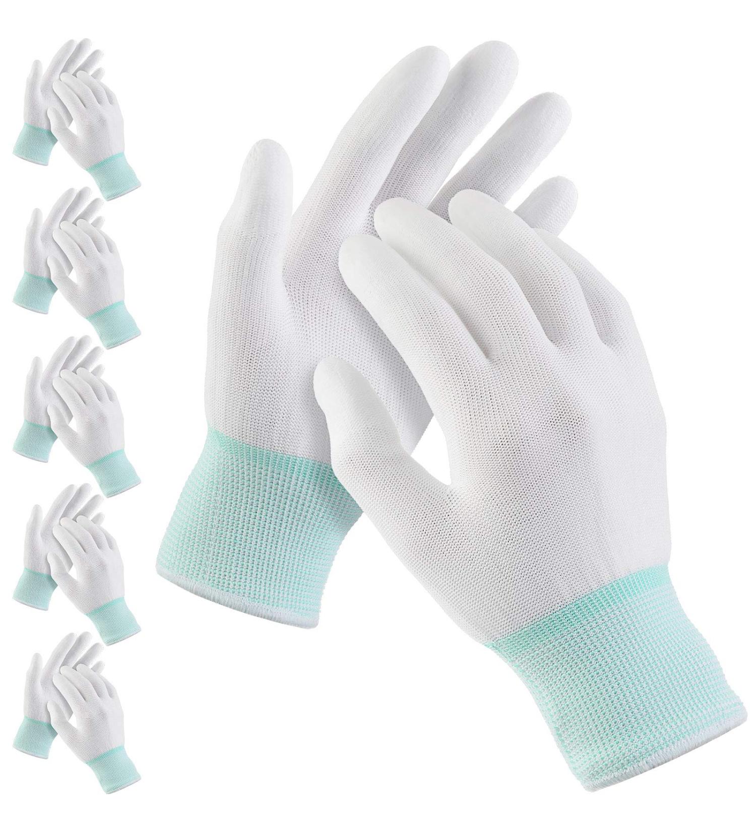 6 Pairs Lightweight White Nylon Quilting Gloves for Free-Motion & Machine Quilting - Green M - Buy Online on GoSupps.com