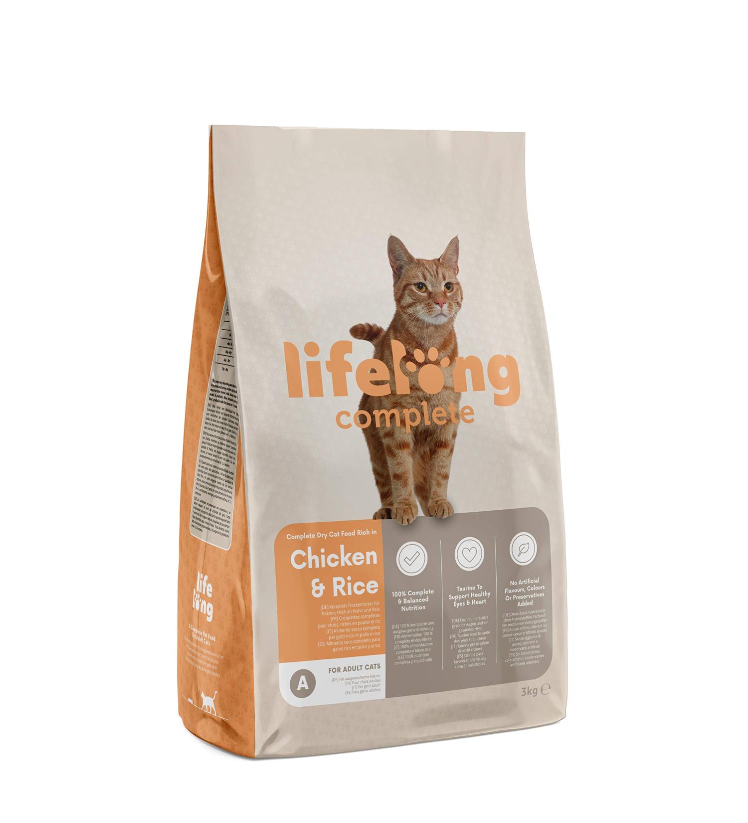 Amazon Brand - Lifelong - Complete Dry Cat Food Rich in Chicken & Rice for Adult Cats 1 Pack of 3 kg Chicken & Rice 3 kg (Pack of 1) - Buy Online on GoSupps.com