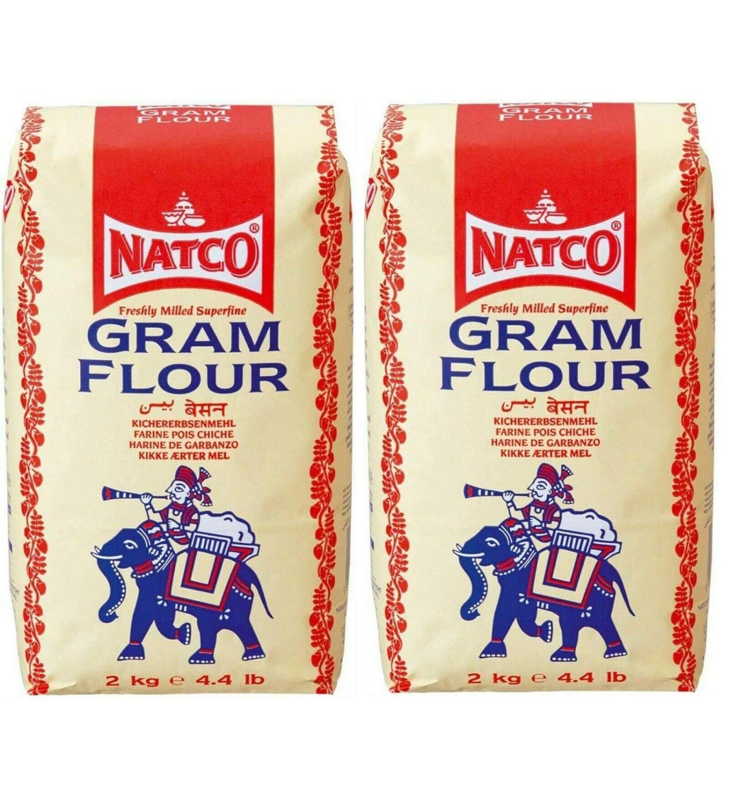 Shop 2 x 2kg Natco Gram Flour - Premium Besan Chickpea Flour for Perfect Pakoras & Onion Bhajis - International Shipping Available - Buy Online on GoSupps.com
