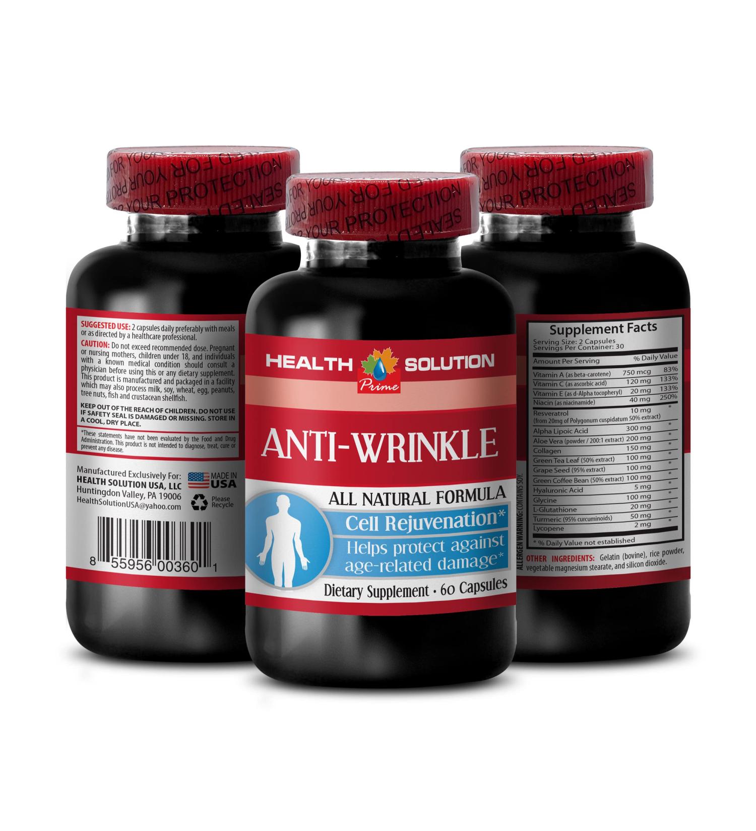 Green Tea Leaf Extract - Anti-Wrinkle Complex - Anti-Aging Natural Formula Anti Wrinkle Capsules for face Skin Minerals serum Anti Wrinkle Collagen Supplements Anti Wrinkle Pills 1 Bot 60 Caps - Buy Online on GoSupps.com