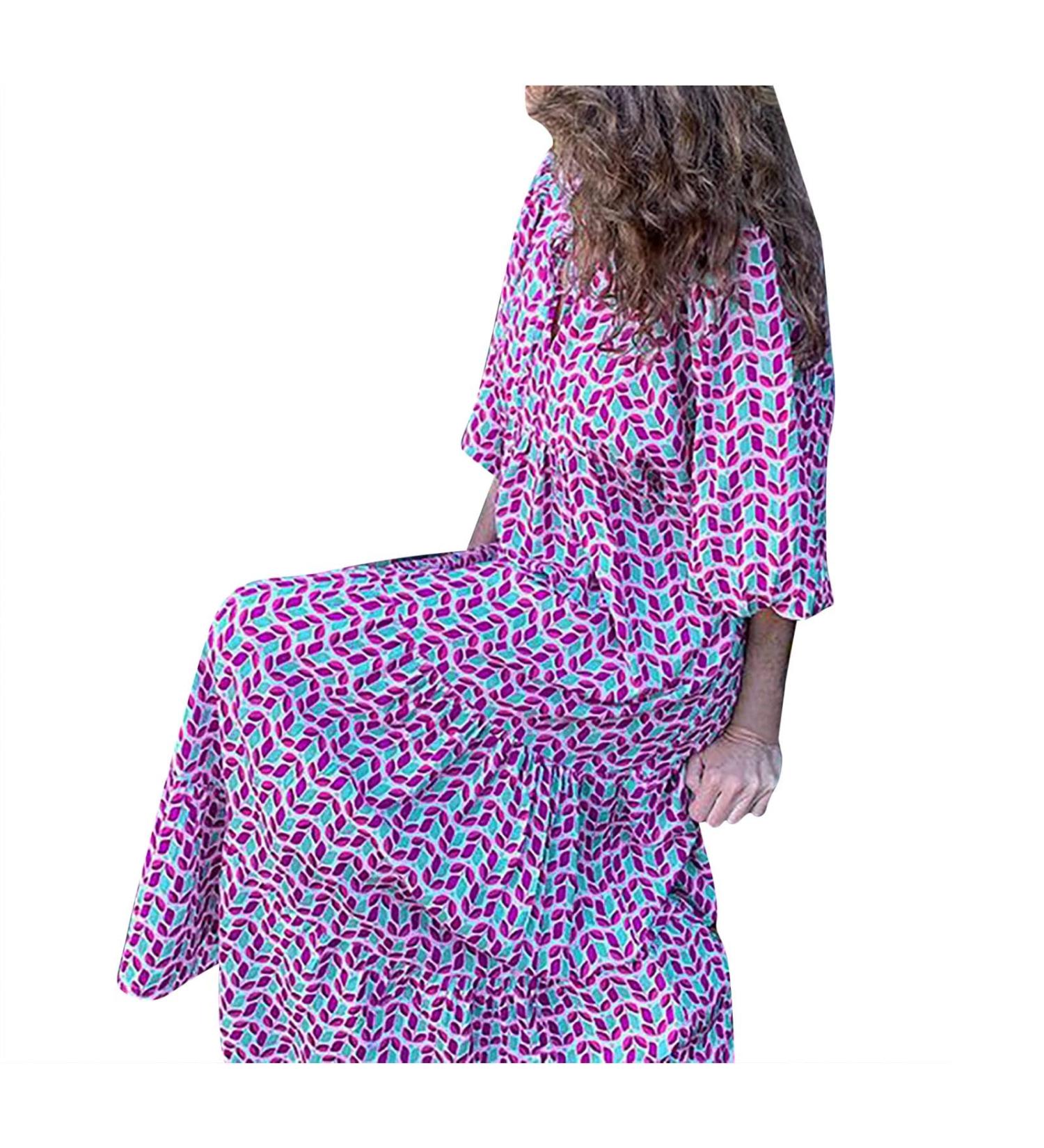 Women Casual Loose Swiss Dot Dress Smocked Short Sleeve Maxi Long Vacation Beach Flowy Swing Sun Dresses 562-zayeh-a-1 L - Buy Online on GoSupps.com