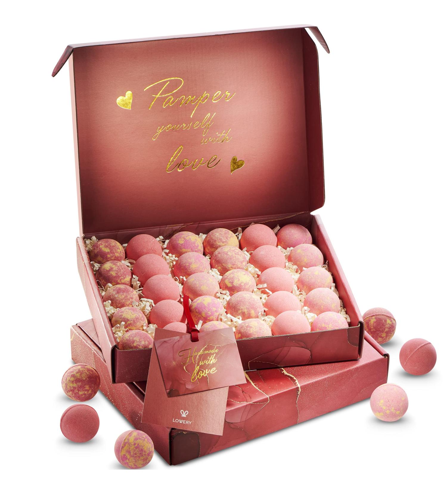 Fathers Day Gift: 30pc Bubble Bath Bombs for Women and Men - Handmade Spa Bath Bomb Set with Shea & Coco Butter for Dry Skin Moisture - Perfect Christmas and Birthday Present - Buy Online on GoSupps.com