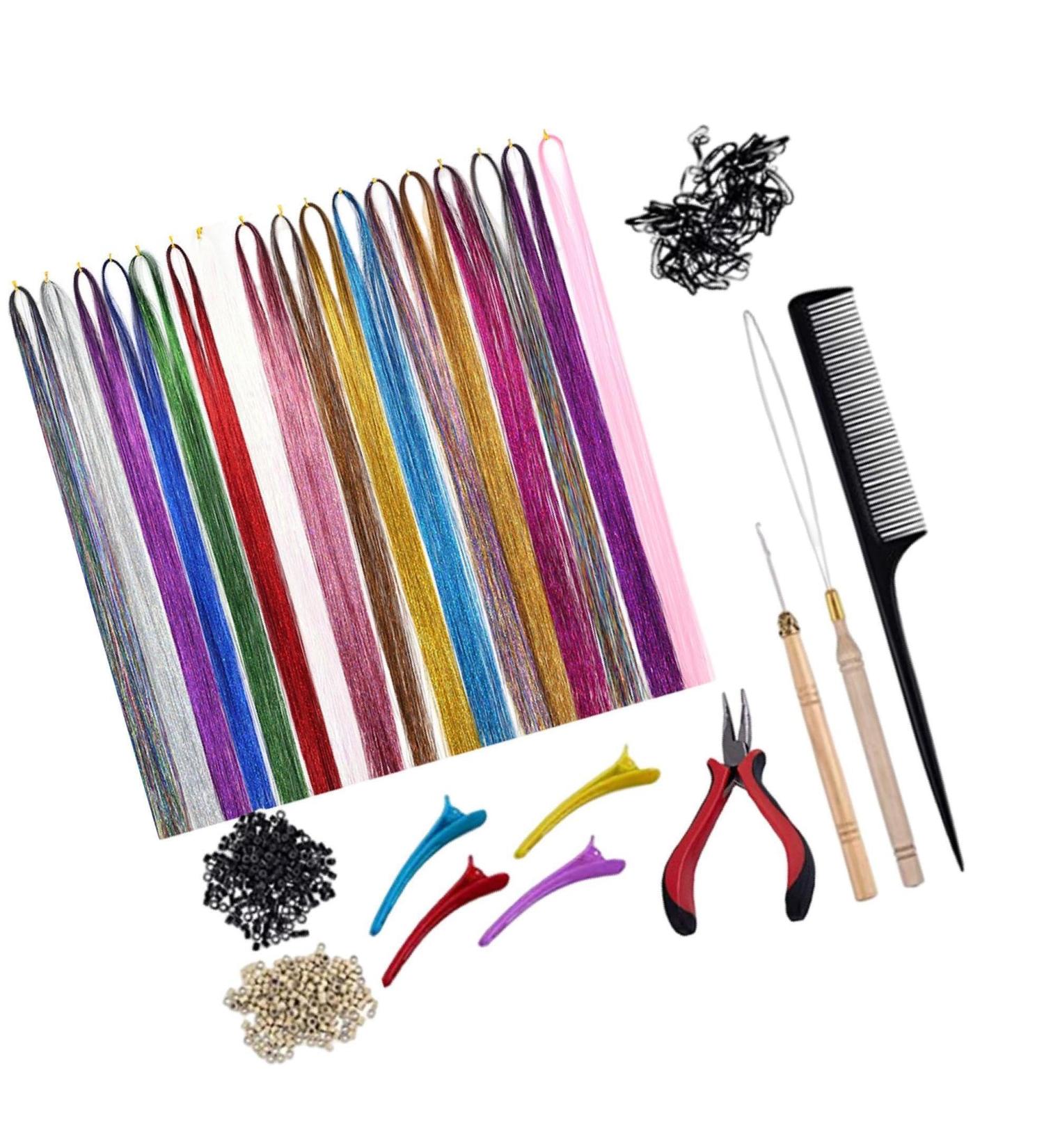 kawehiop Versatile 12 Colors Hair Extension Tinsel Kit 2400 Strands for Styling Women and Men 94cm 1Set 1Set 94cm - Buy Online on GoSupps.com