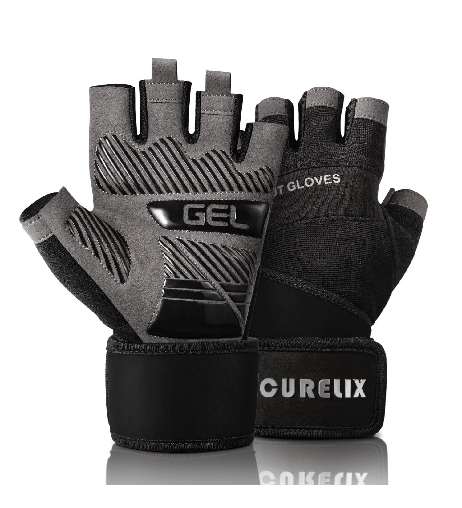 CURELIX Workout Gloves with Wrist Wraps Support for Men & Women - Large, Black | Full Palm Protection for Gym Training, Fitness, Pull Ups - Ultra Ventilated - Buy Online on GoSupps.com
