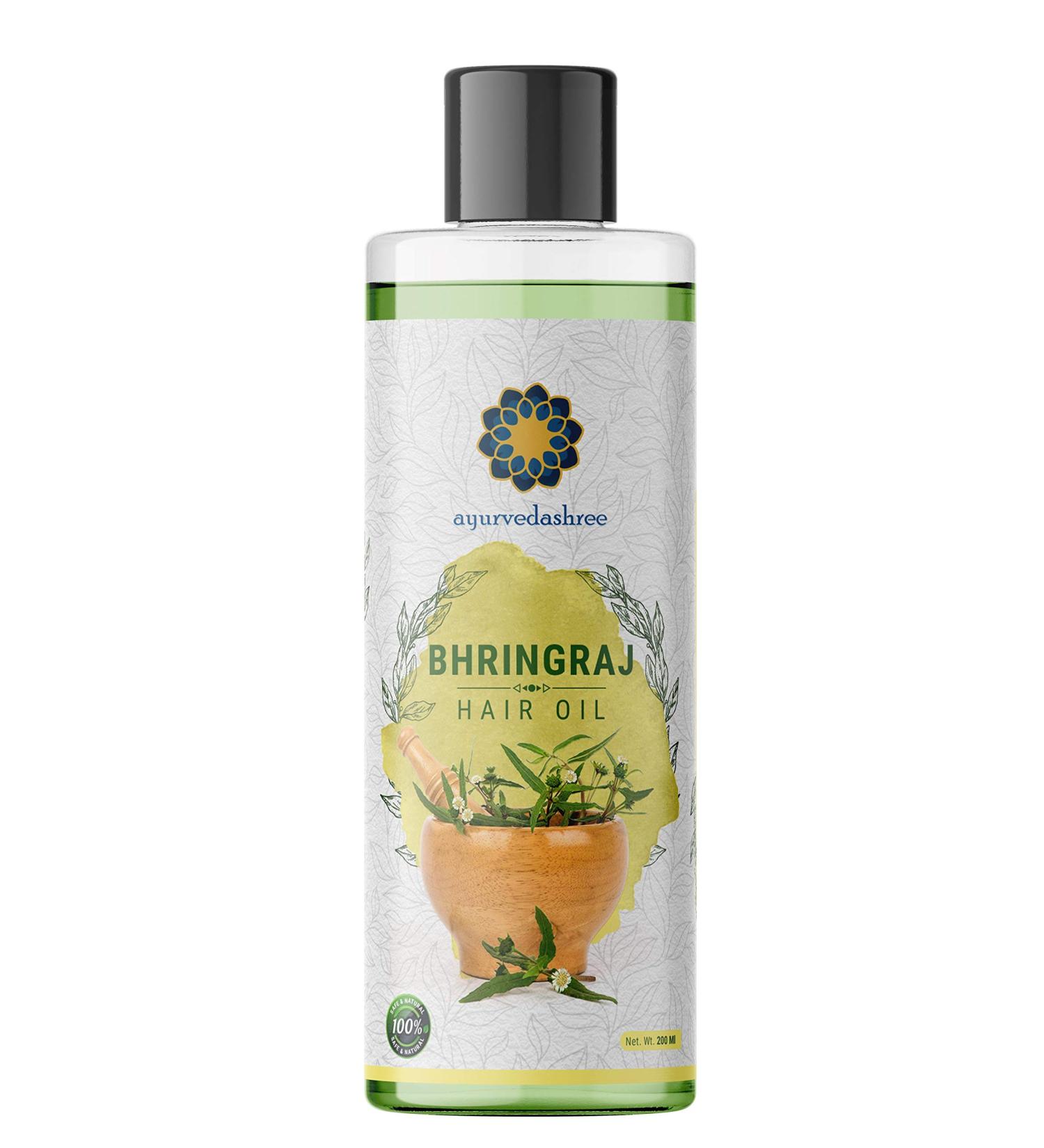 AYURVEDASHREE Bhringraj Hair Oil 6.76 fl oz - Infused with Bhringraj, Amla, Kalonji, and Essential Oils - 200 ml - Buy Online on GoSupps.com