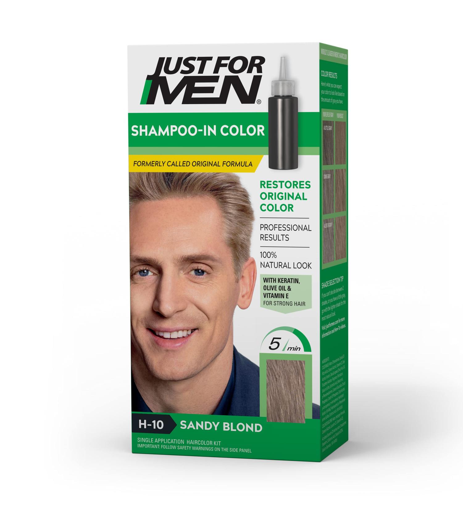 Just For Men Shampoo-In Color Sandy Blond H-10 - Keratin & Vitamin E for Stronger Hair | Pack of 1 - Buy Online on GoSupps.com