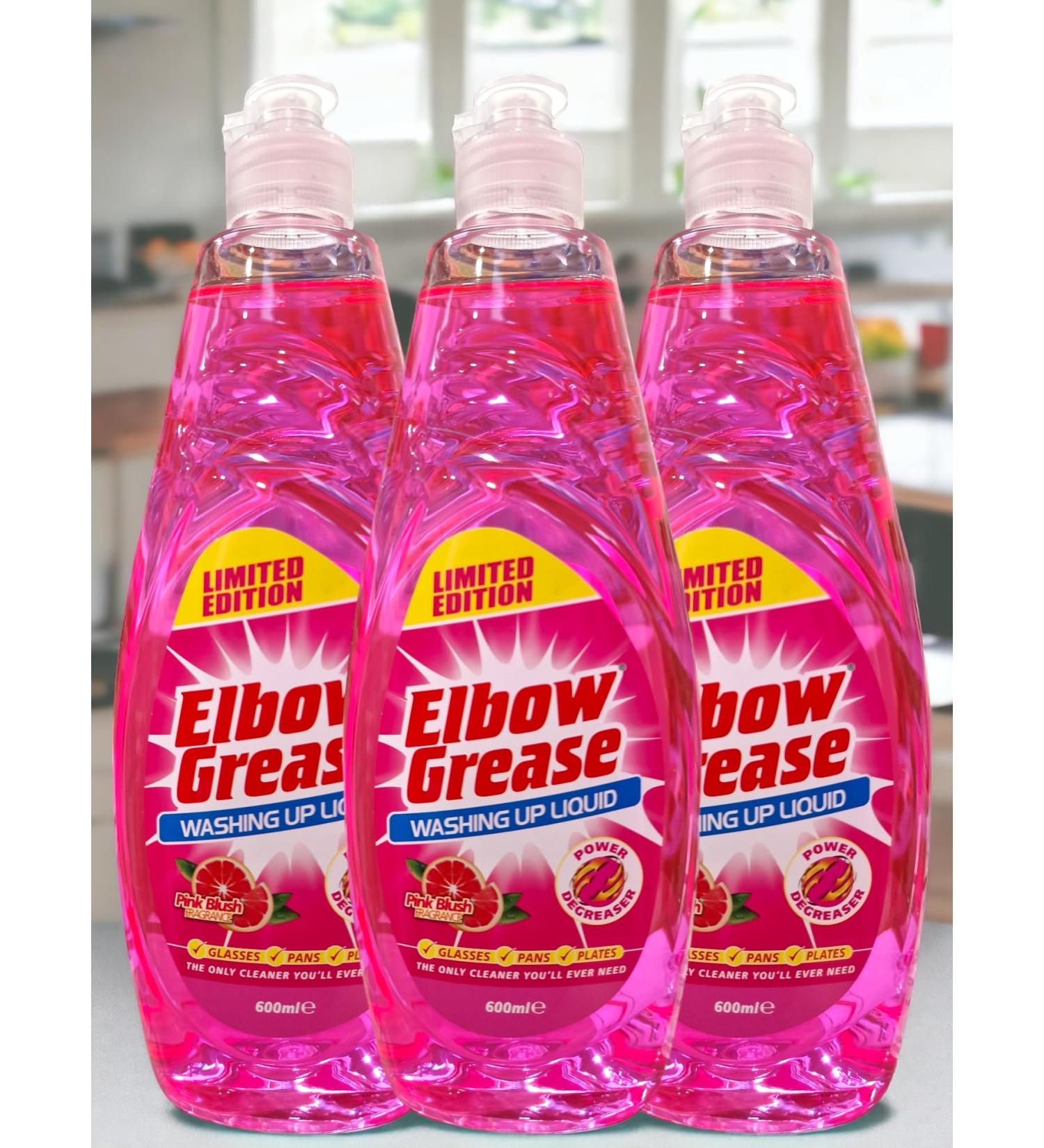 3 pack Elbow Grease Washing Up Liquid Pink Blush Limited Edition 600ml