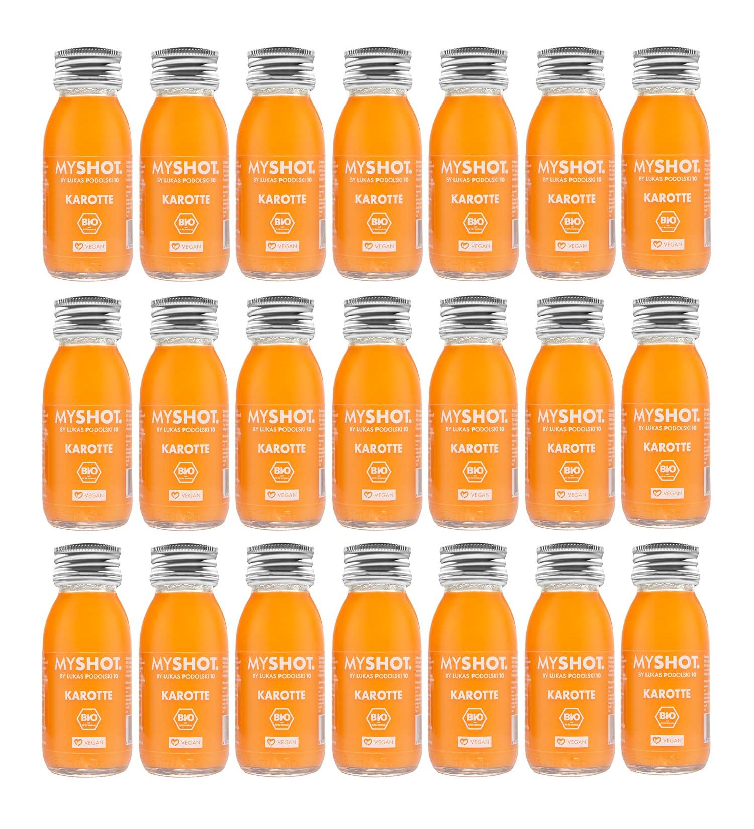 Carrot Shots Pack - for your inner beauty. Organic and vegan. NO sugar NO additives. 21 x 60 ml - Buy Online on GoSupps.com