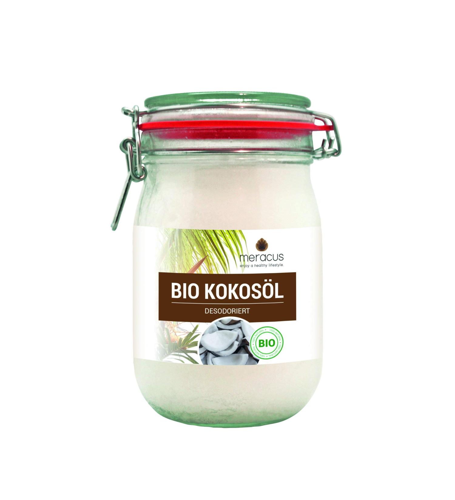 Meracus Organic Coconut Oil Tasteless & Deodorized in Swing Top Jar (1L) Premium Quality for Cooking & Skincare - Buy Online on GoSupps.com