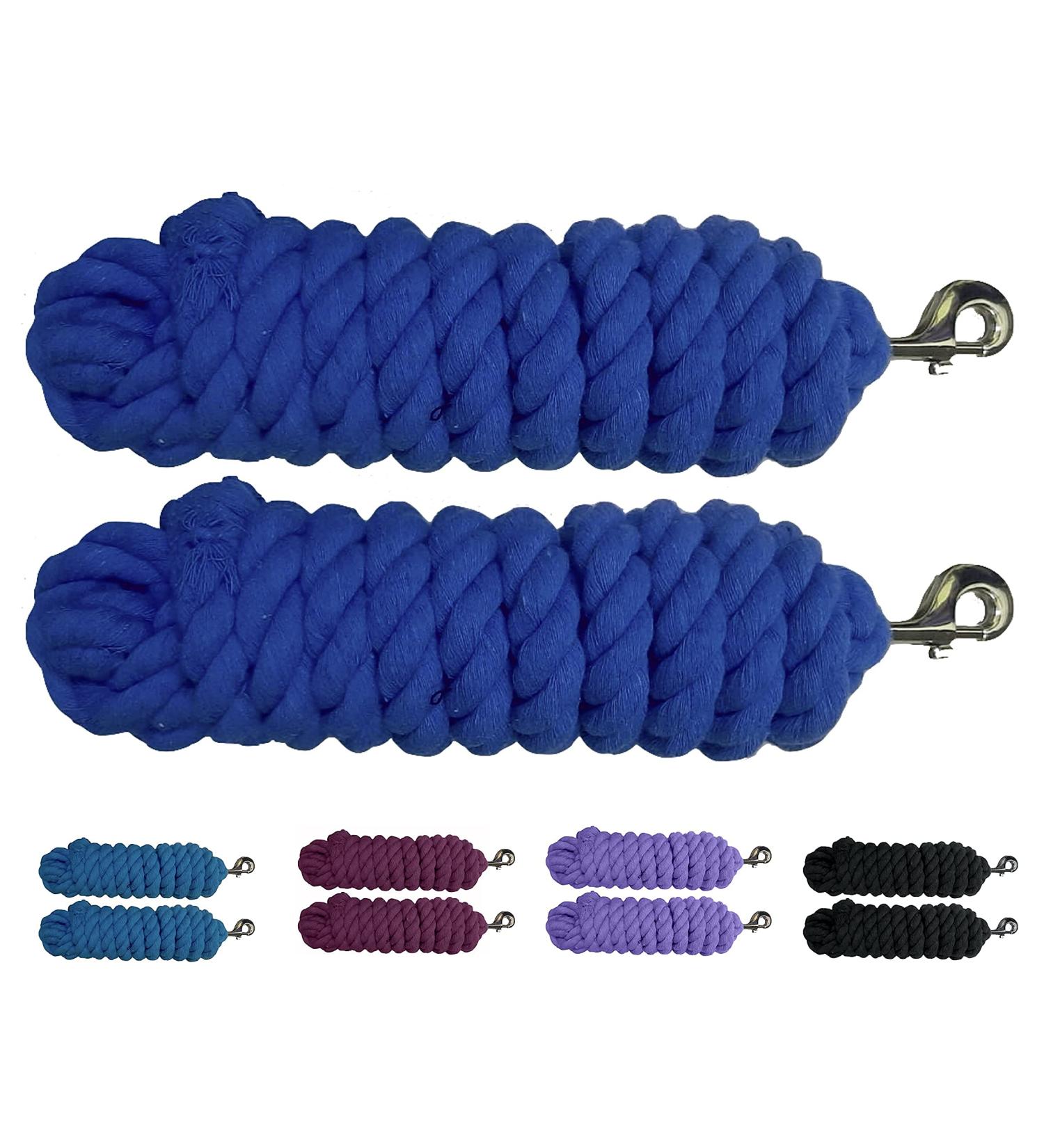 Majestic Ally Pack of 2 Cotton Lead Ropes for Horses & Livestock - 10ft x 5/8in, Royal Blue - Buy Online on GoSupps.com