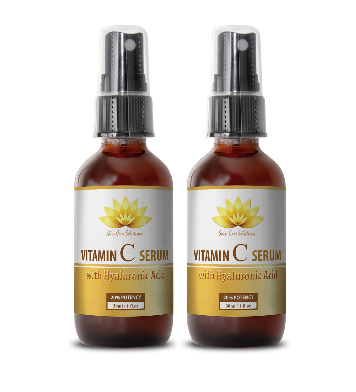 Hyaluronic acid vitamin c serum - VITAMIN C SERUM With Hyaluronic Acid - Wrinkle remover for face - 2 bottles - Buy Online on GoSupps.com