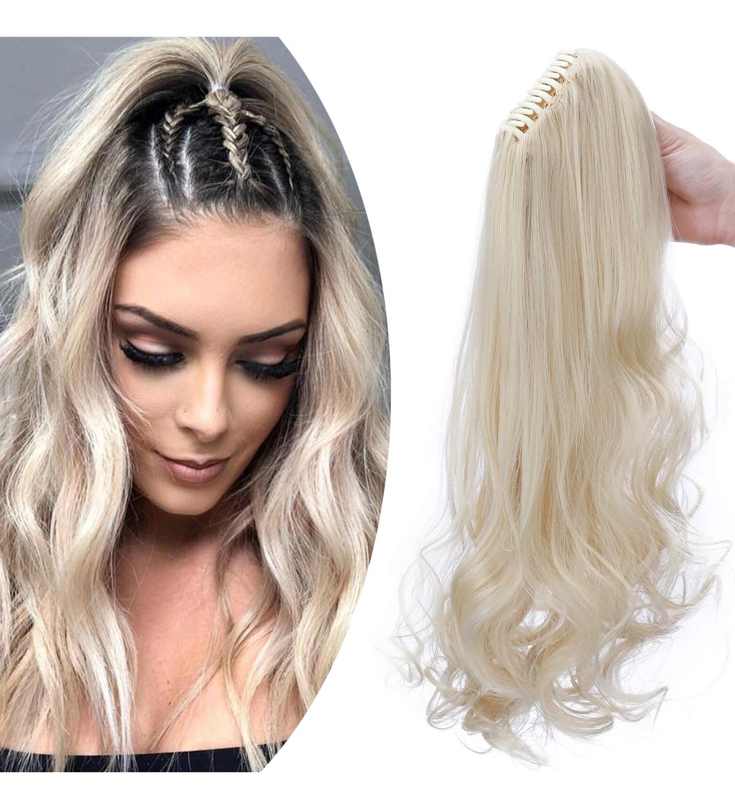 Premium 18 Clip-In Ponytail Extension - Bleached Blonde Heat Resistant Hair Braid for a Natural Look - Buy Online on GoSupps.com