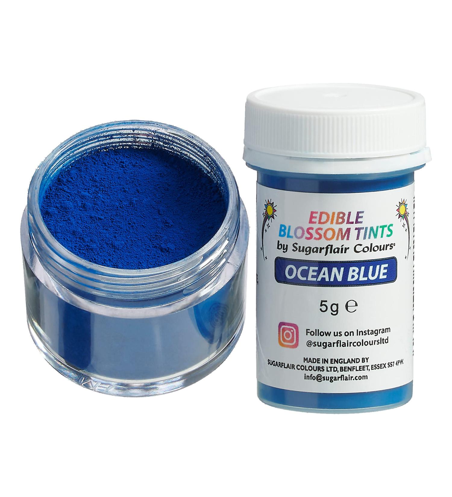 Sugarflair Ocean Blue Food Colouring Powder Dust Use on Cake Surfaces Decorations or Colour Sugarpaste Fondant Icing Chocolate Buttercream Royal Icing Macarons and More! - 5g