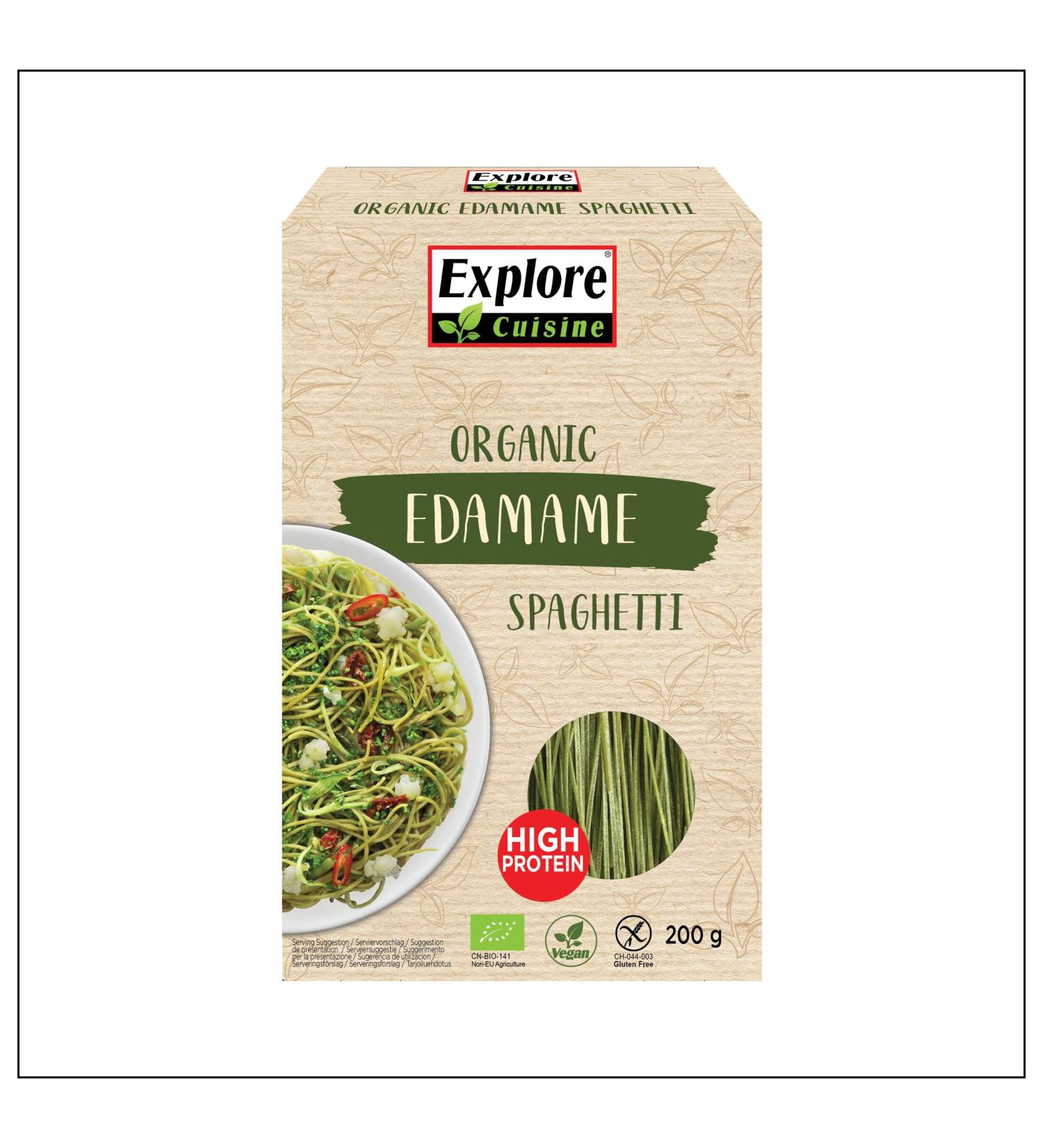 Explore Cuisine Edamame Spaghetti - Gluten-Free Vegan Pasta | High-Protein Low-Carb 200g - Buy Online on GoSupps.com