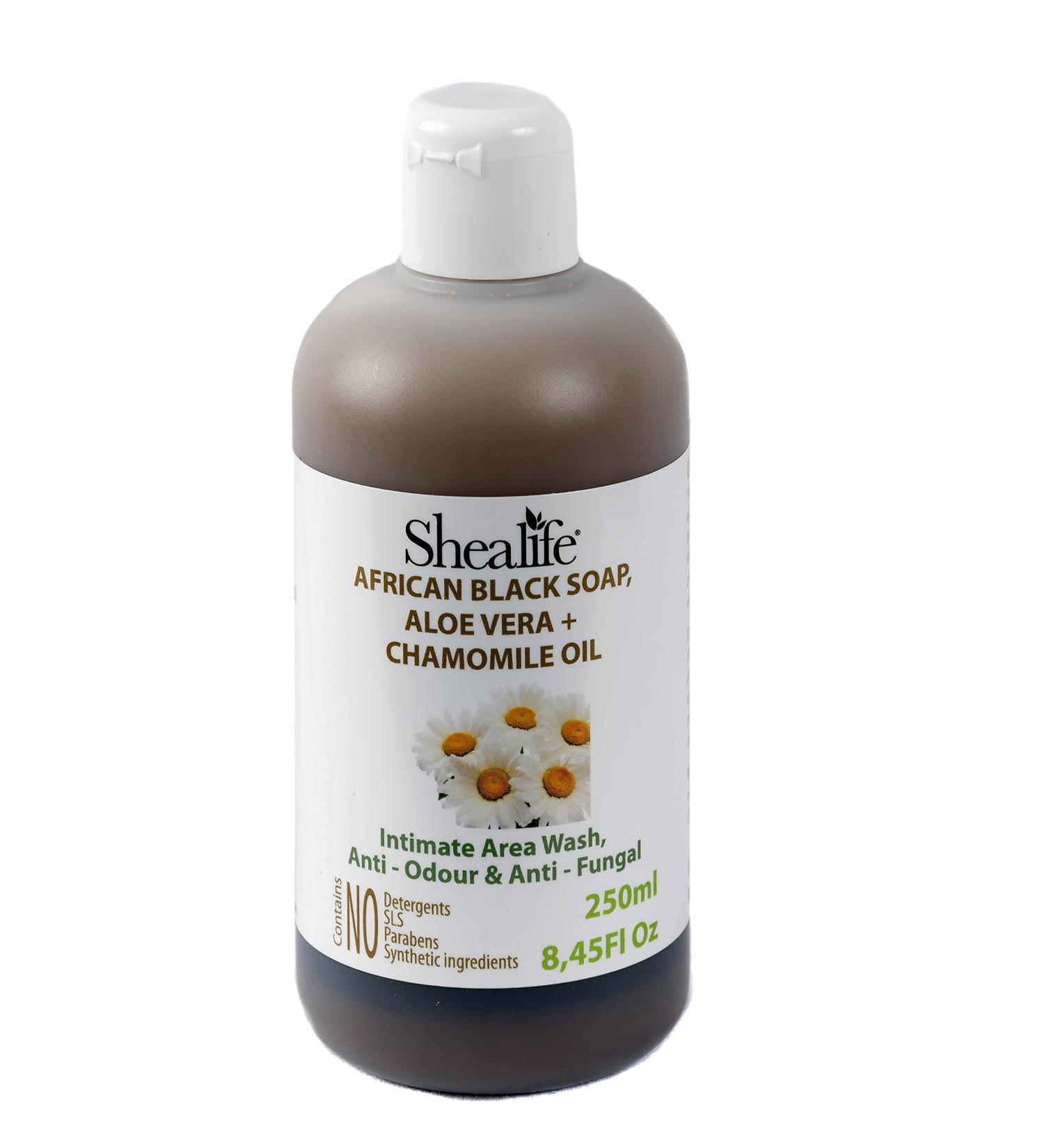 Buy African Black Soap with Aloe Vera & Chamomile | pH Balanced Intimate Area Wash | Anti-Odor & Anti-Fungal | 250ml - International Shipping - Buy Online on GoSupps.com