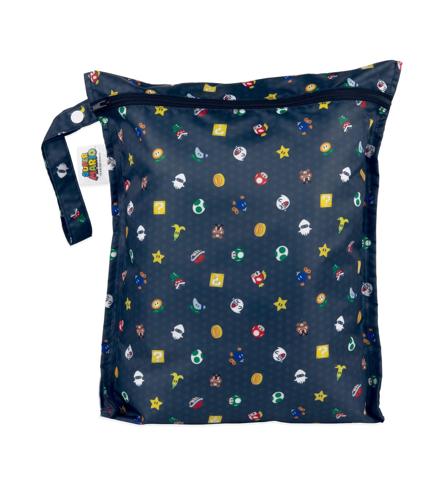 Bumkins Waterproof Wet Bag 12x14 - Reusable for Travel, Beach, Pool, Stroller - Ideal for Diapers, Gym Clothes, Swimsuits - Nintendo Super Mario Lineup - Buy Online on GoSupps.com