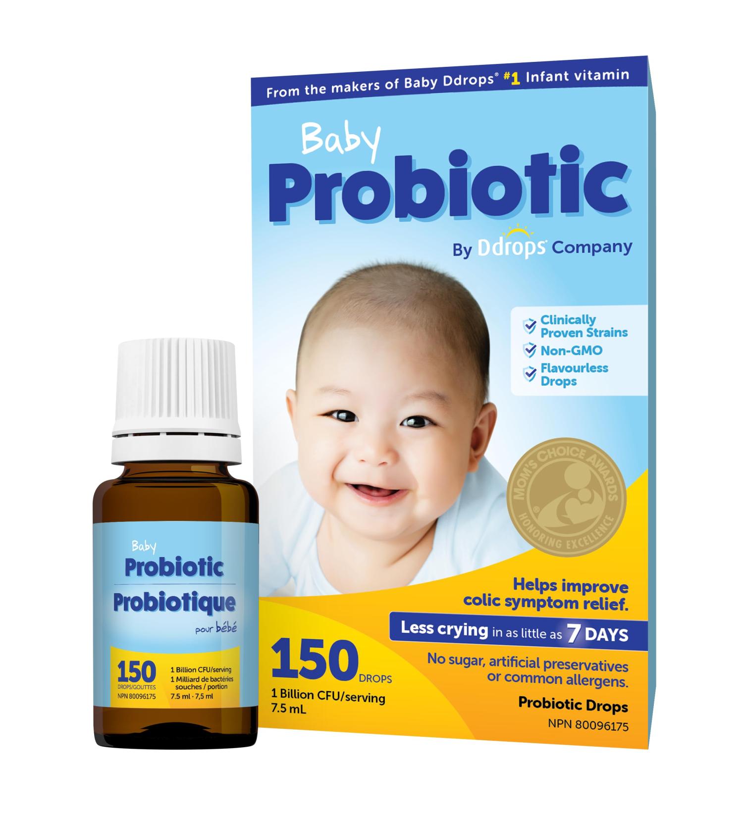 Baby Ddrops Probiotic 150 Drops - Colic Symptom Relief for Newborns and Infants - Easy-to-Use No Sugar Non-GMO Allergy-friendly - Buy Online on GoSupps.com