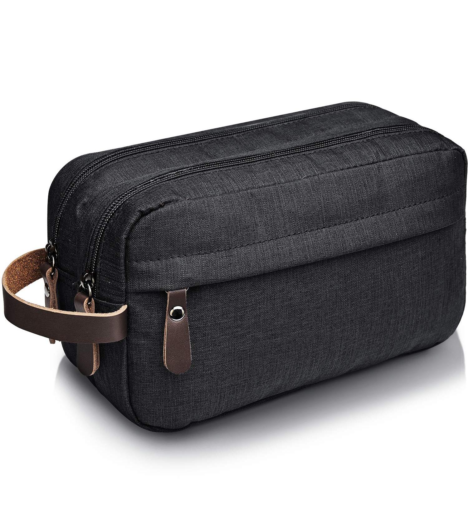 WANDF Small Nylon Toiletry Bag Dopp Kit Shaving Kit - Lightweight Travel Shaving Bag for Men and Women (B-Black) - Buy Online on GoSupps.com