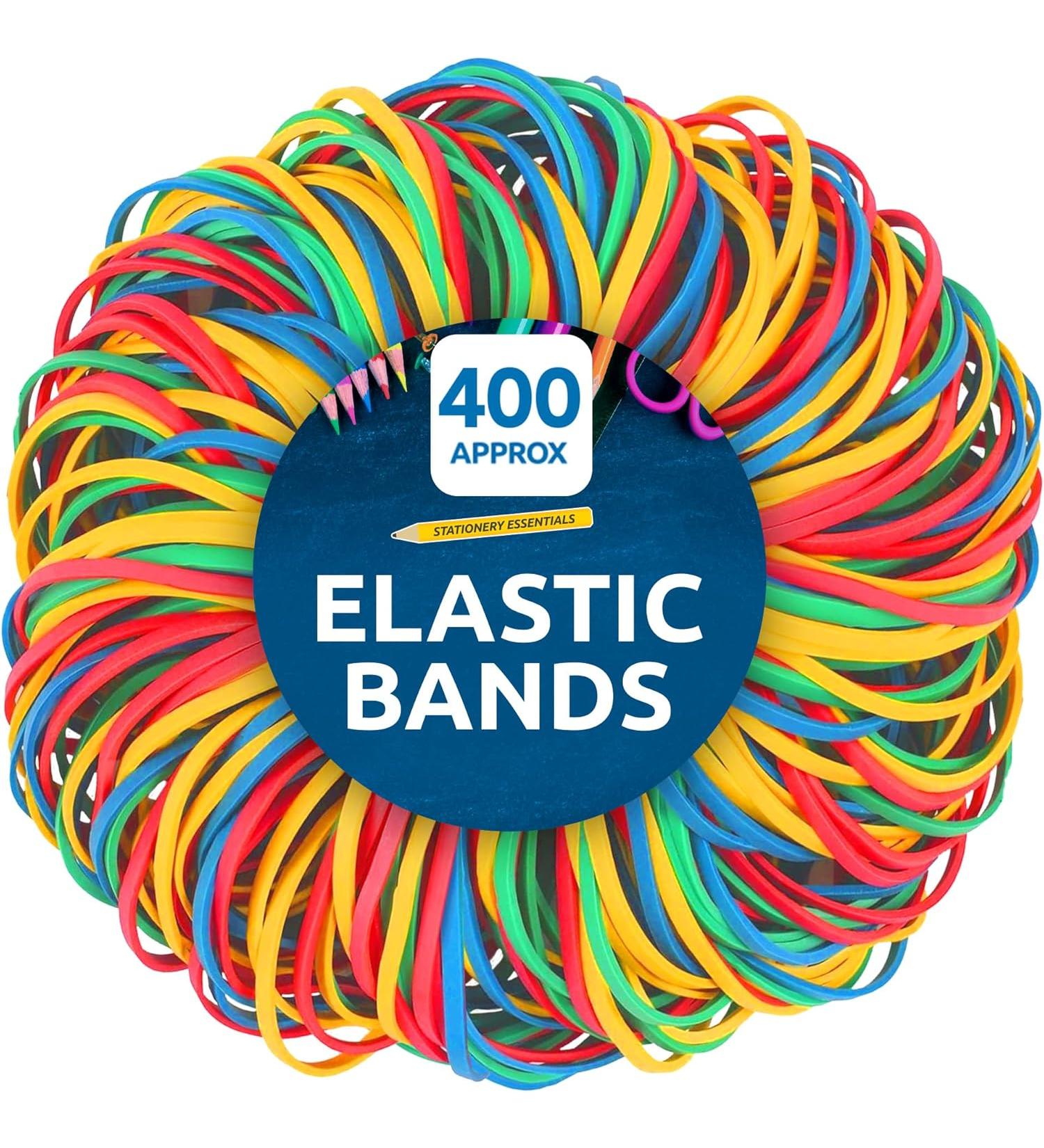 SOL Elastic Bands Rubber Bands Assorted Sizes Coloured Elastic Bands Assorted Sizes Paper Wristband 400 pk - Buy Online on GoSupps.com