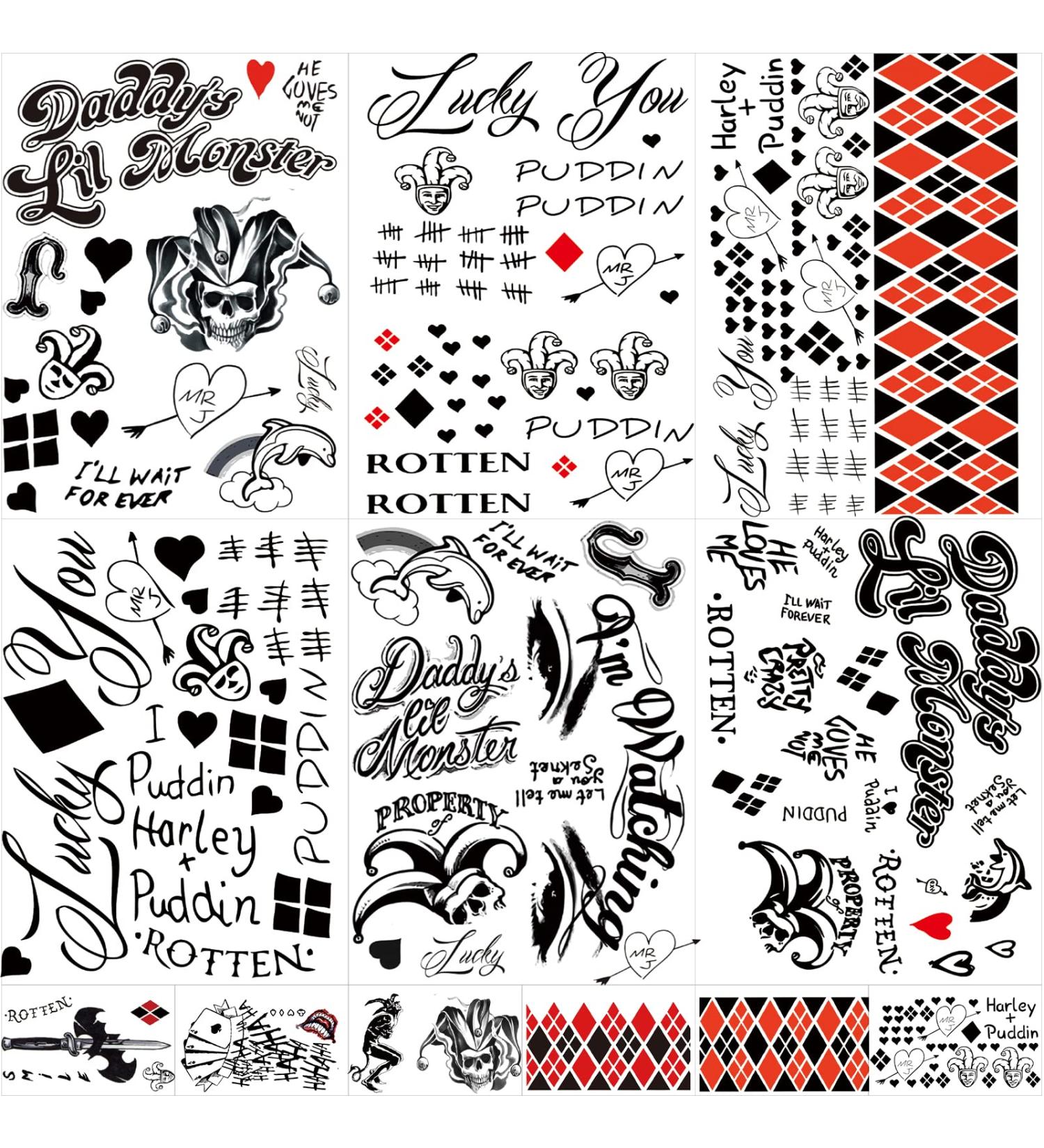 12 Sheets Joker Tattoos for Suicide Squad Harley Quinn - Halloween Costume Accessory and Cosplay Set - Buy Online on GoSupps.com