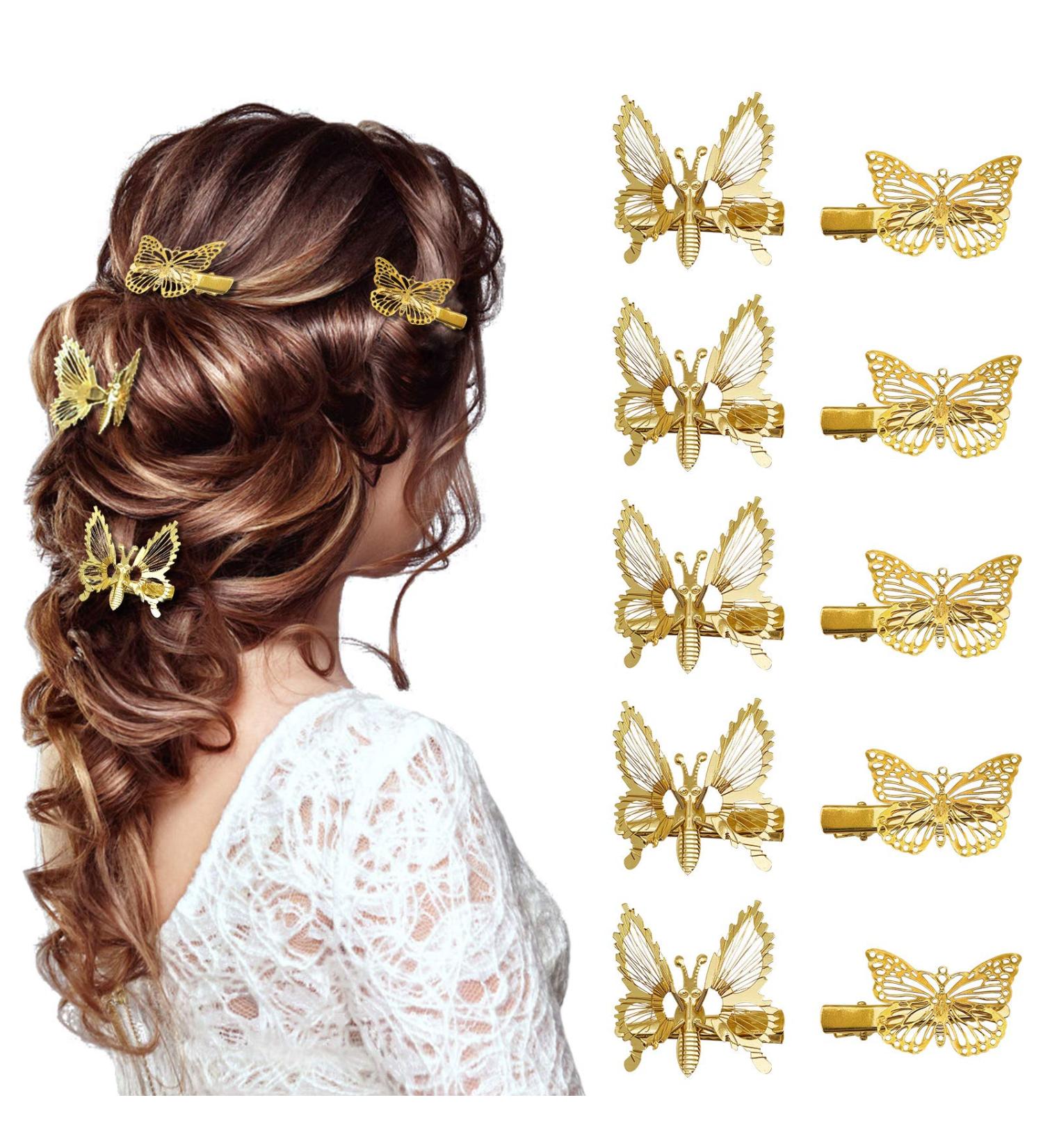 Buy Cute Butterfly Hair Clips Set - 10PCS Alloy Hairpin Claws for Ladies | International Shipping - Buy Online on GoSupps.com